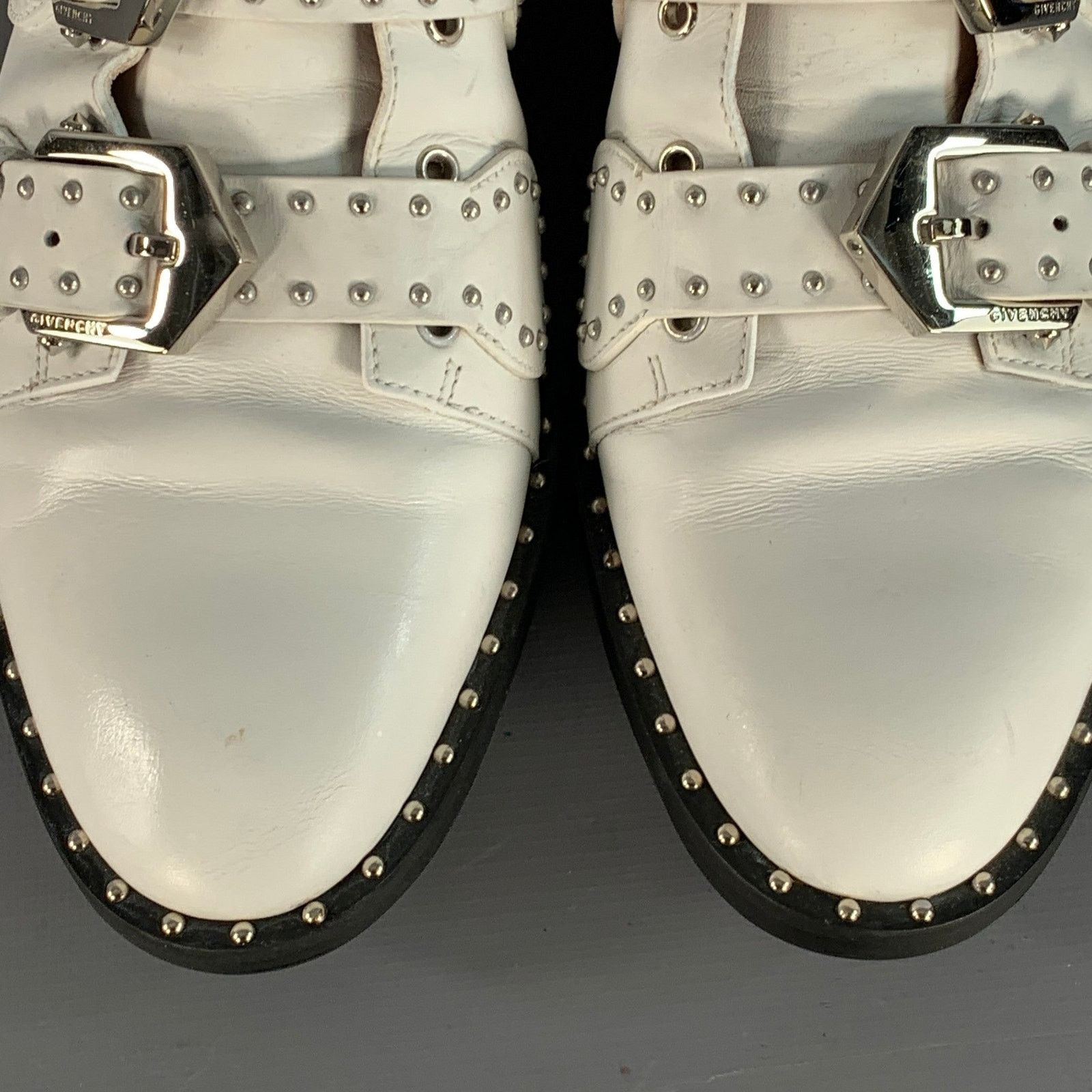 Givenchy GIVENCHY Size 9 White Studded Belted Ankle Boots Size US 9 / IT 39 - 9 Thumbnail