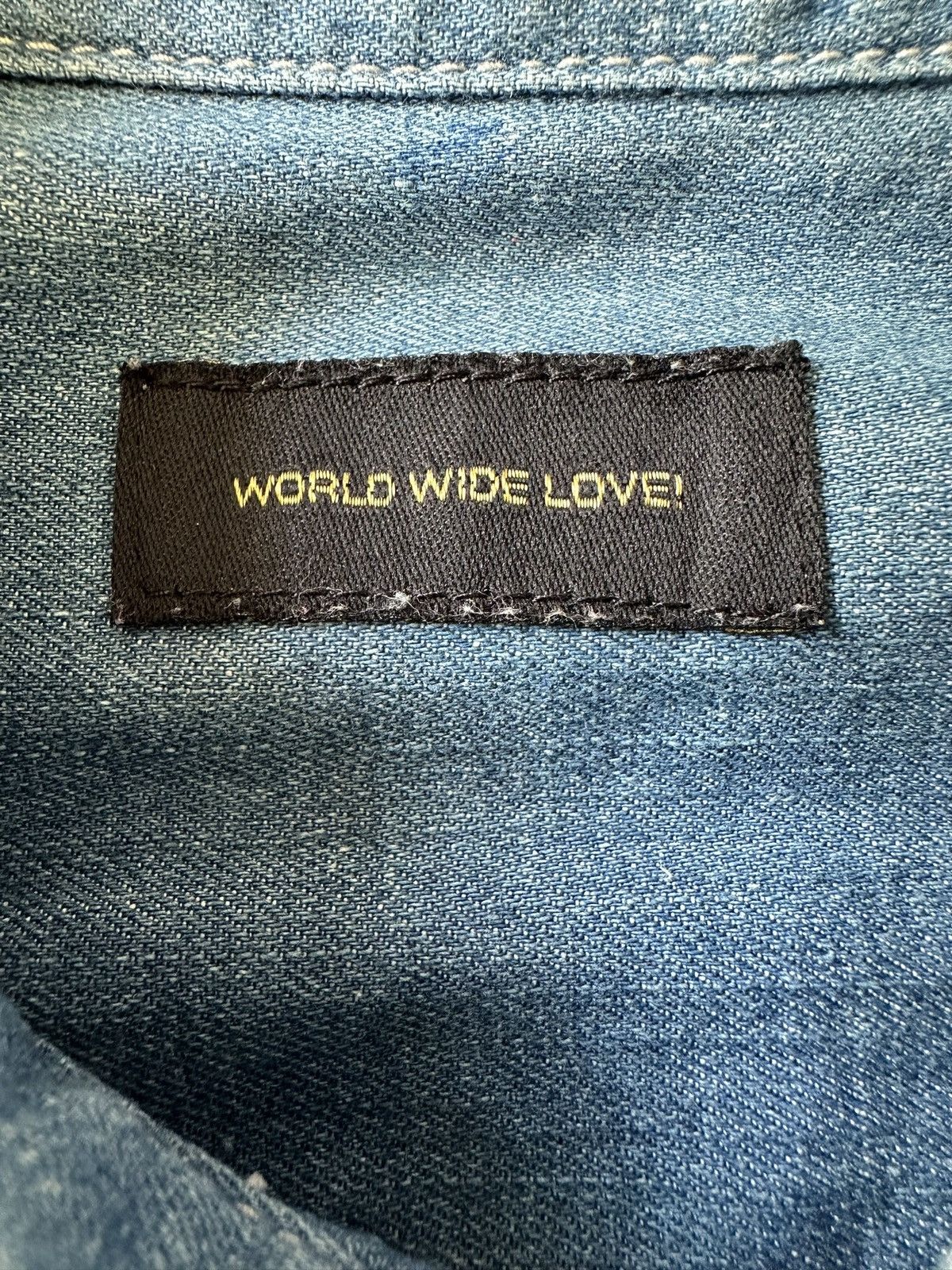 Hysteric Glamour 00’s World Wide Love punk denim shirt Size US M / EU 48-50 / 2 - 7 Thumbnail