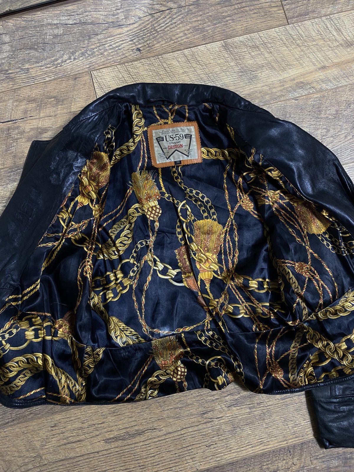 Leather Rare Vintage US-59 Leather Biker Jacket 80s/90s Size XS / US 0-2 / IT 36-38 - 8 Thumbnail