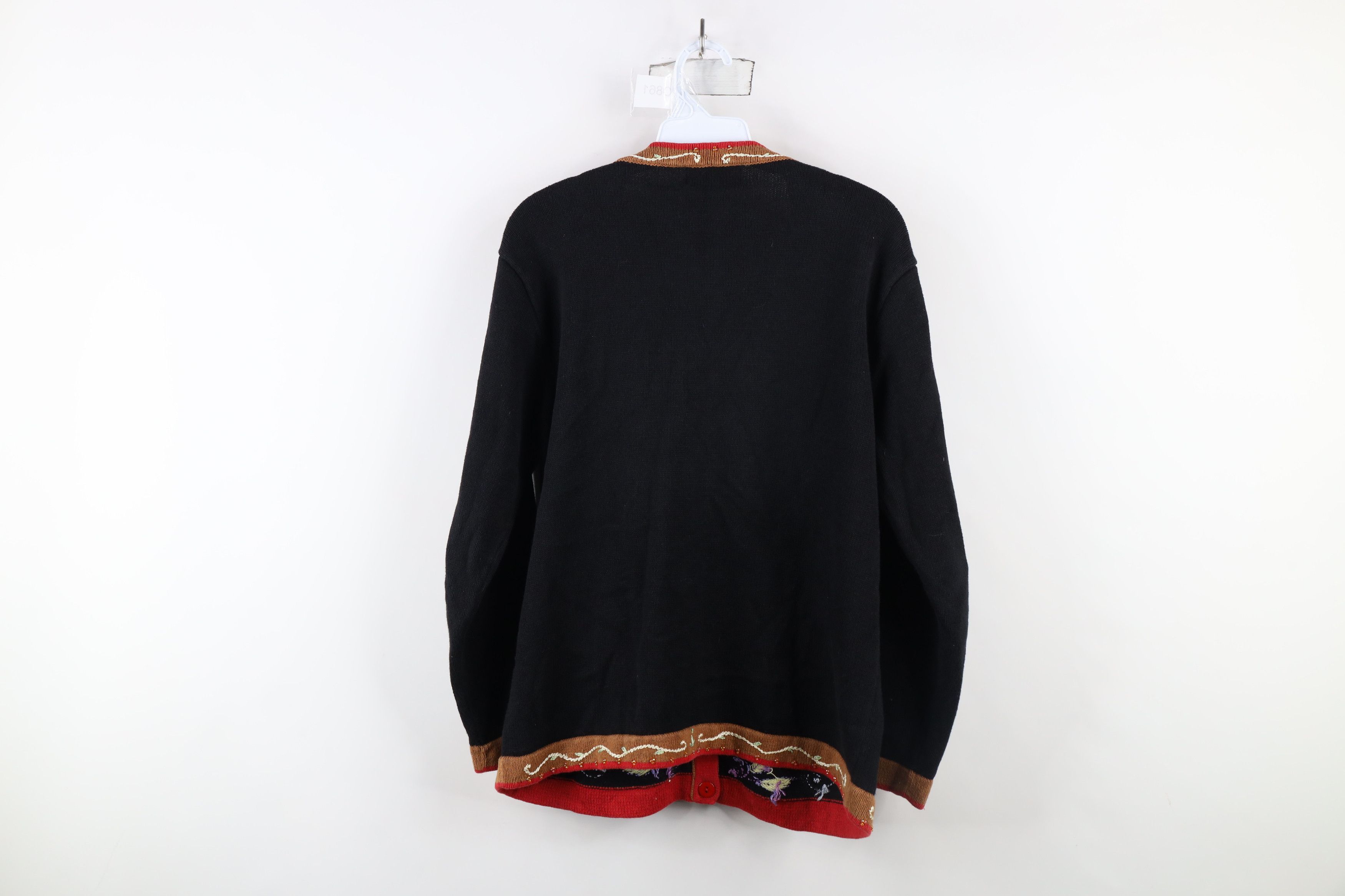Vintage Vintage 90s Streetwear Embroidered Chicken Cardigan Sweater Size L / US 10 / IT 46 - 12 Thumbnail