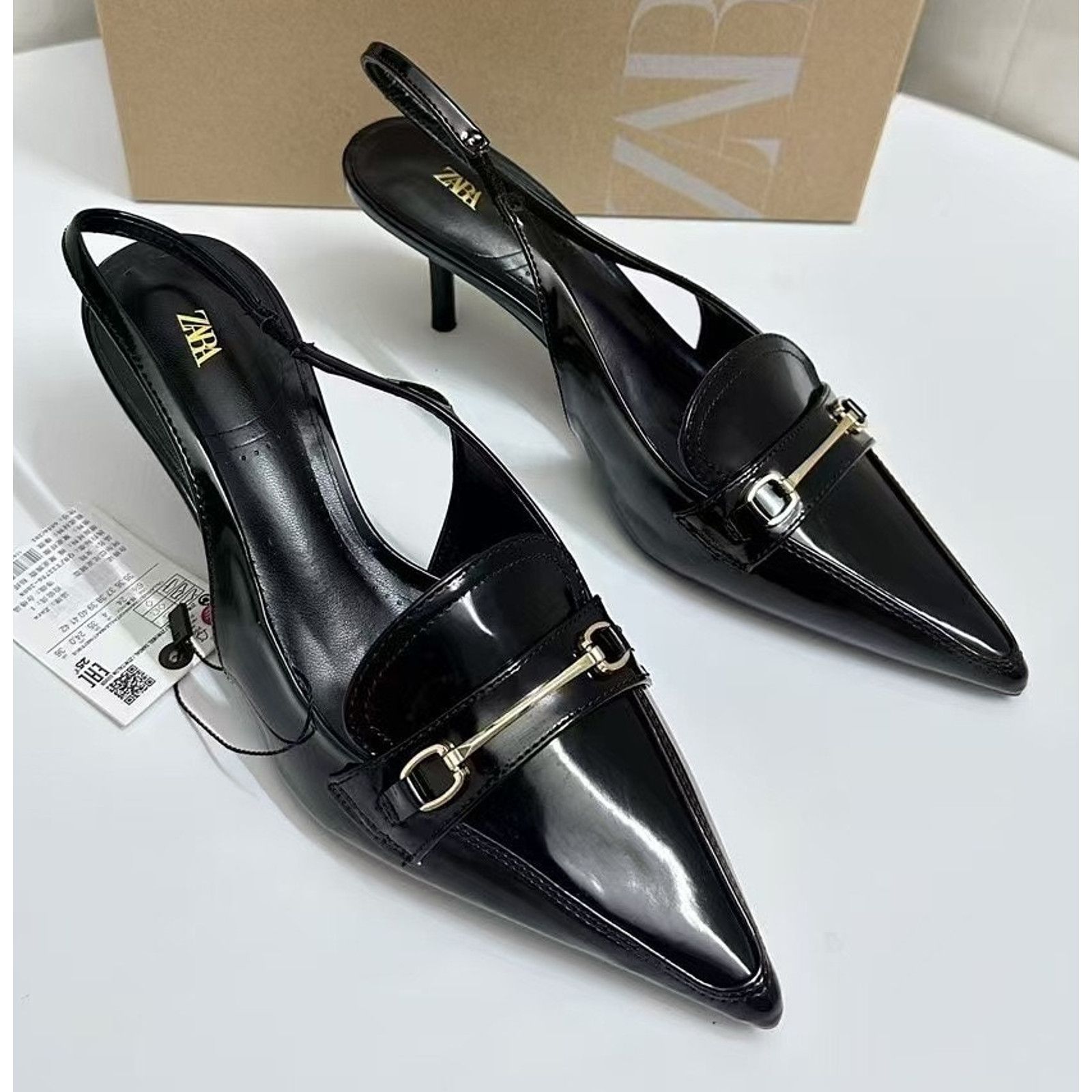 Zara ZARA Black Embellished Slingbacks NWT Size US 9 / IT 39 - 14 Thumbnail