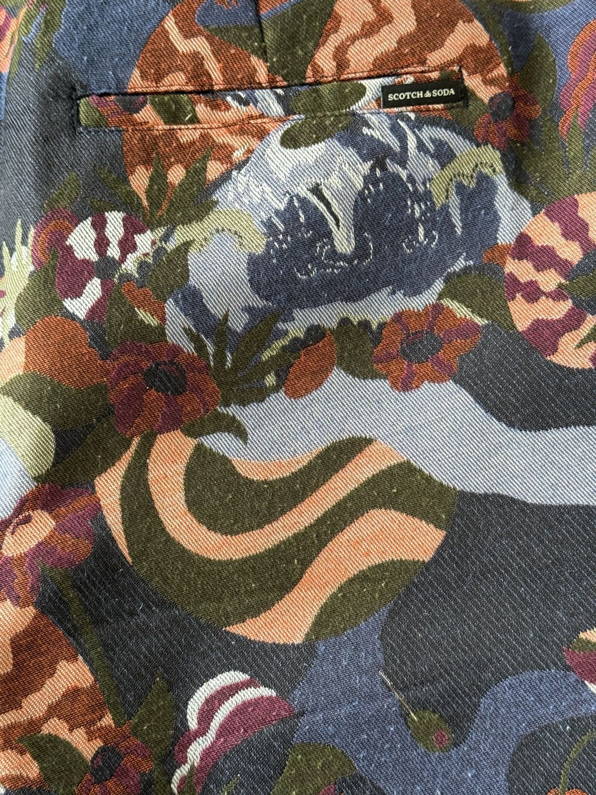 Scotch & Soda Jacquard Tapered Trousers – Abstract Motif, Structured Fit Size US 33 - 5 Thumbnail
