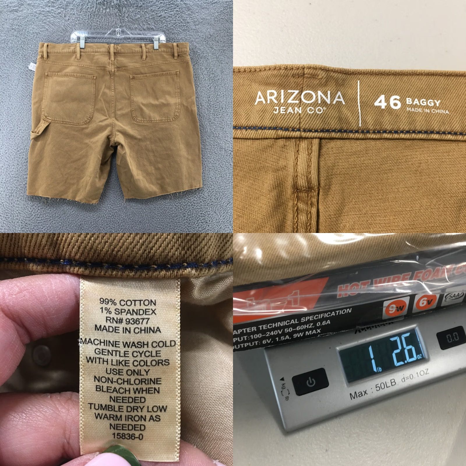 Vintage Arizona Jean Co Baggy Bermuda Shorts Mens 46 Brown Denim Cotton Blend Casual Regular 5-Pocket Pockets Beltless Zip Front 9.5in Inseam Size US 30 / EU 46 - 8 Thumbnail