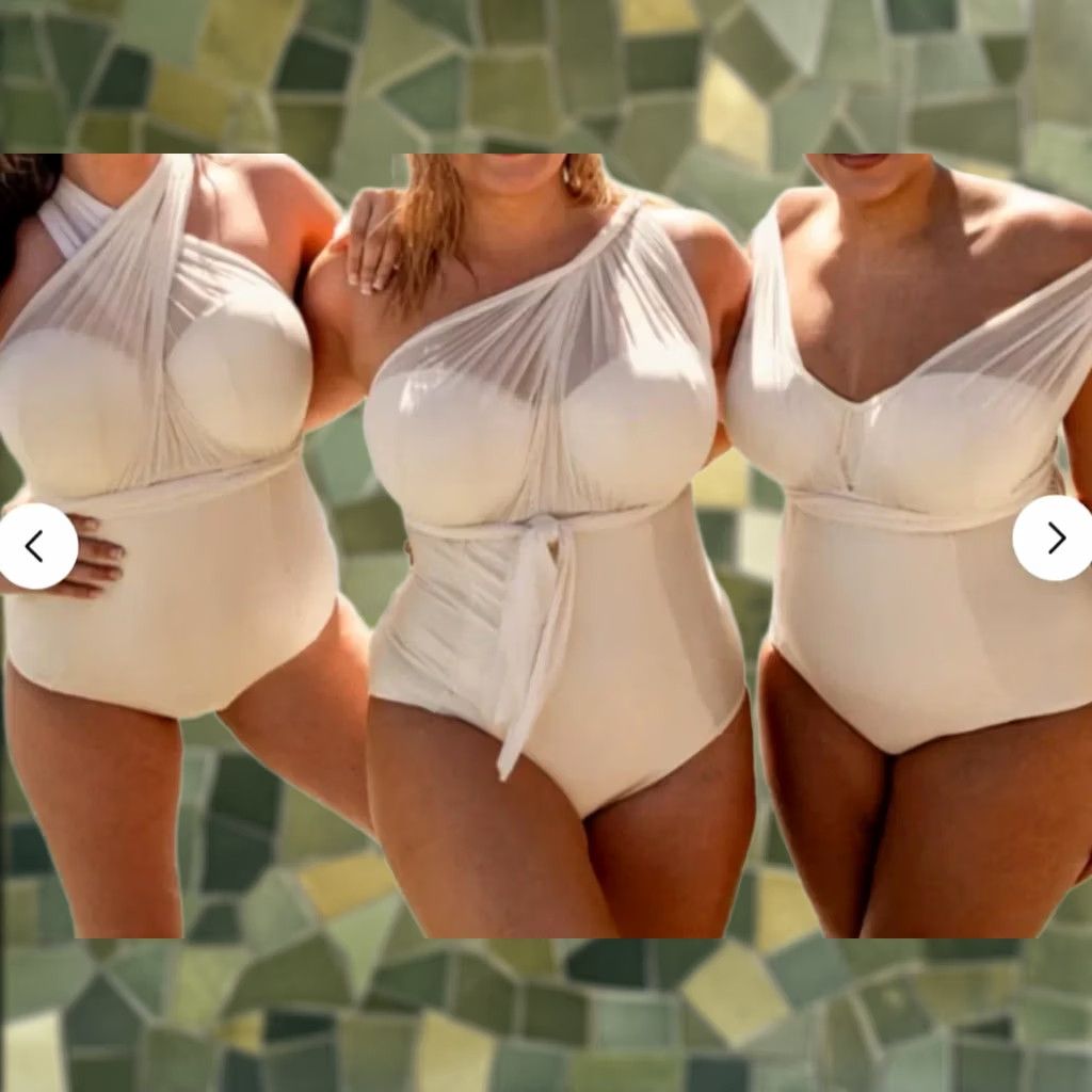 Vintage Curvy Kate Wrapsody Bandeau Strapless Multiway Swimsuit Oyster Cream US 34L Women Size ONE SIZE - 1 Thumbnail