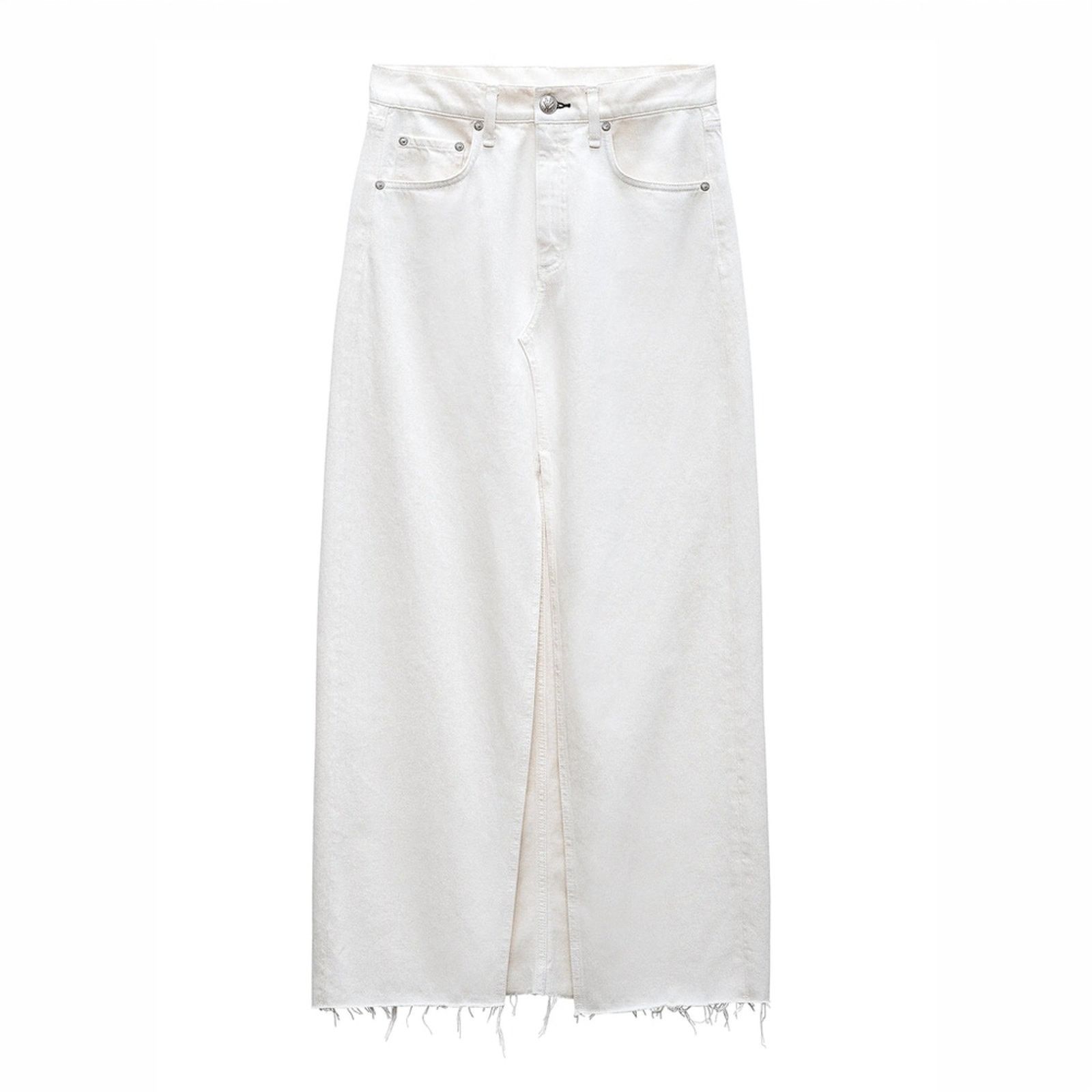 Rag & Bone NWT Rag & Bone Avery Denim Maxi Skirt Front Slit Ecru Sz 25 Size 25" / US 0 / IT 36 - 11 Thumbnail