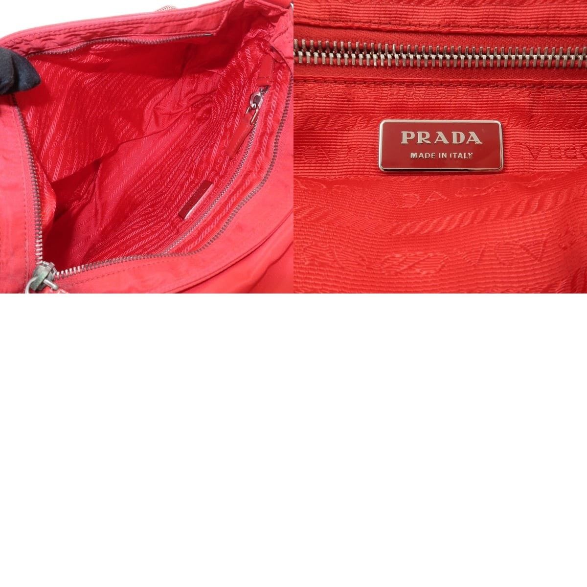 Prada Prada Nylon Saffiano Shoulder Bag Red Size ONE SIZE - 8 Thumbnail