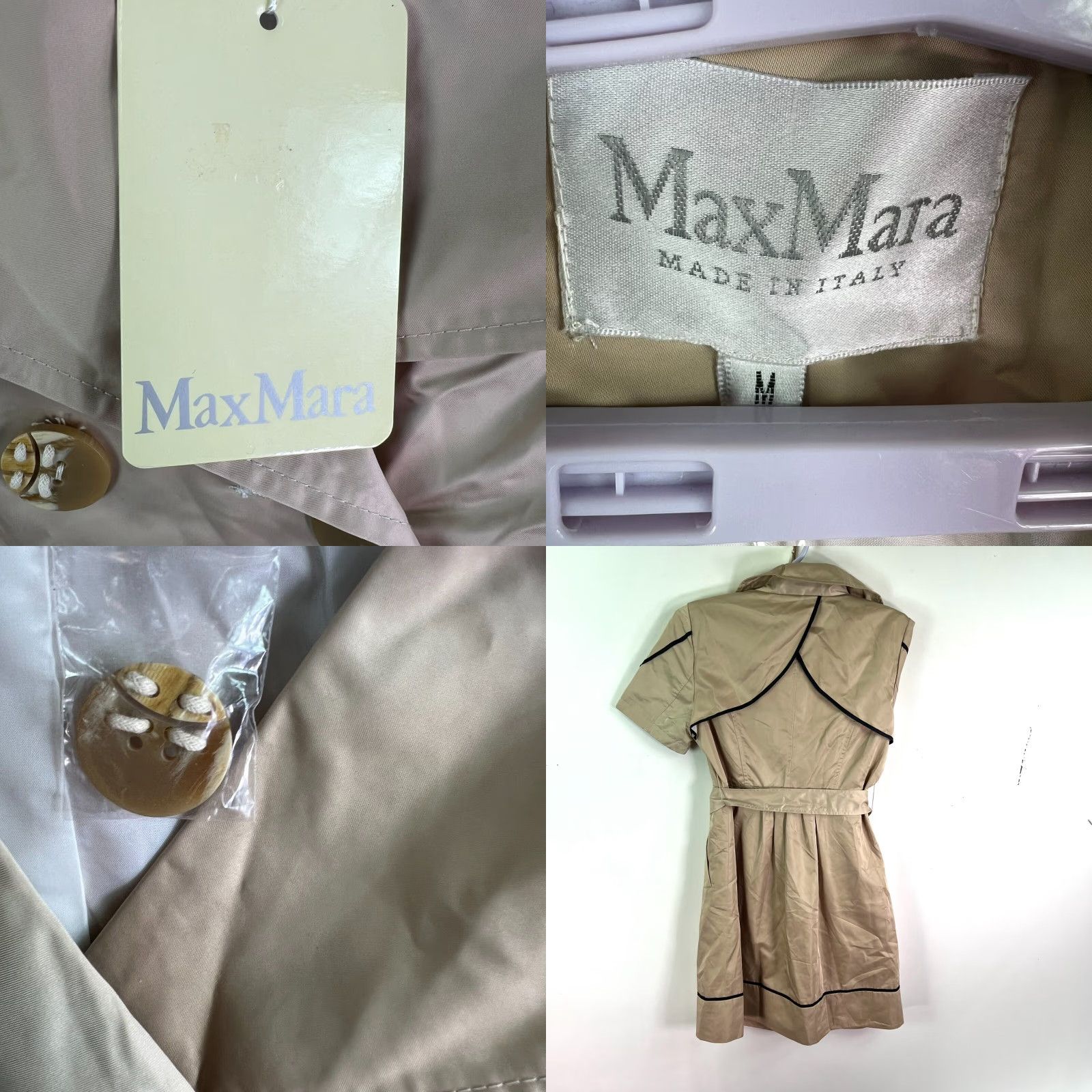 Max Mara VINTAGE Max Mara Trench Coat Women's Size M Beige Short Sleeve Belted Cotton Blend Classic Designer Size 32" / US 10 / IT 46 - 8 Thumbnail