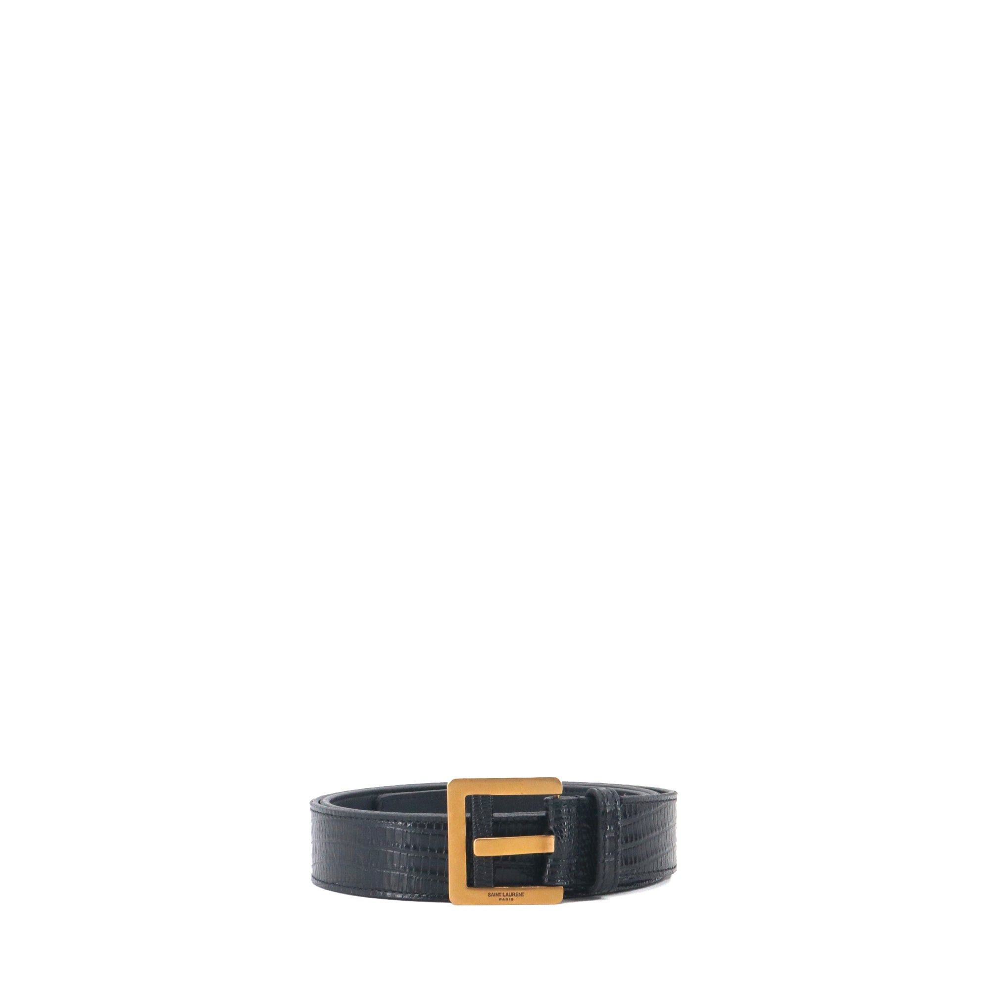Saint Laurent Paris SAINT LAURENT - Saint Laurent square buckle belt in phyton embossed leather (T85) Size ONE SIZE - 1 Thumbnail