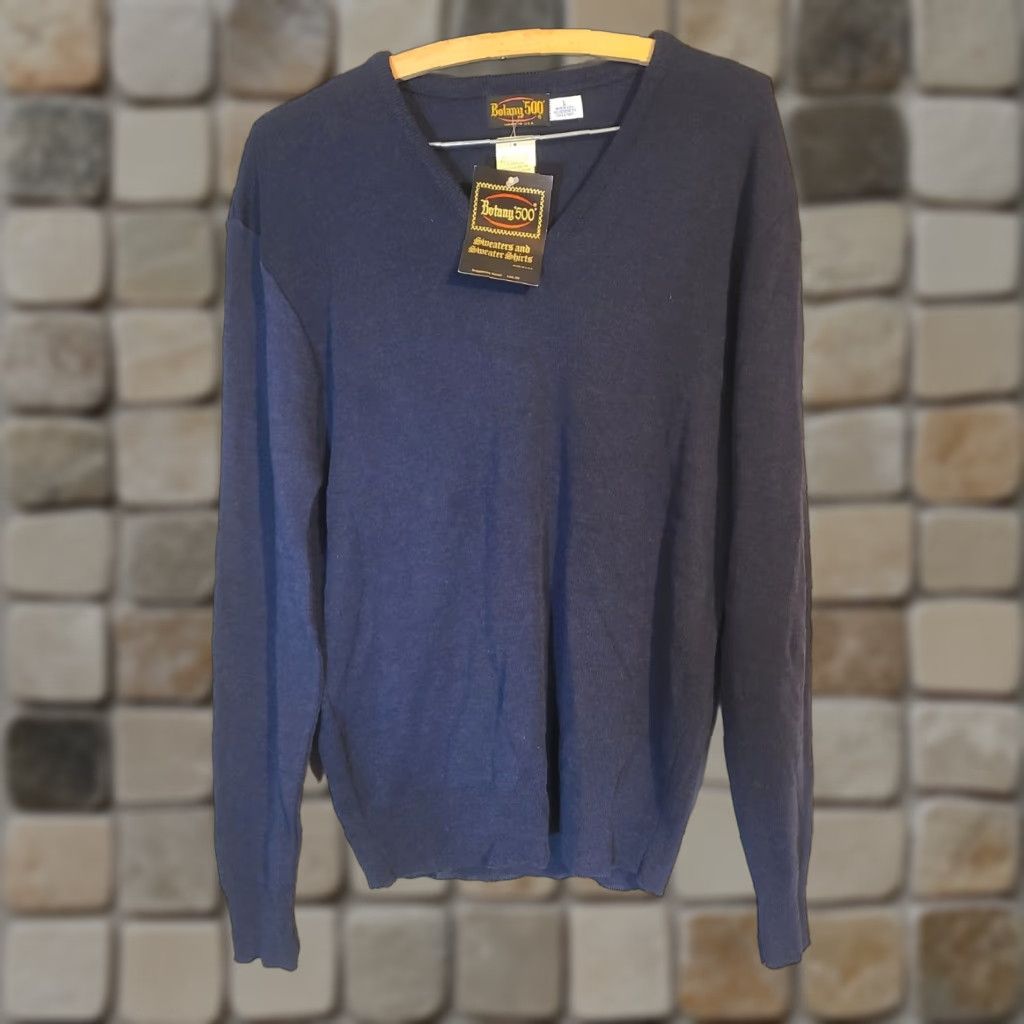 Vintage VINTAGE Deadstock Botany 500 Mens L Sweater Shetland Pullover Navy NWT Size US L / EU 52-54 / 3 - 1 Thumbnail