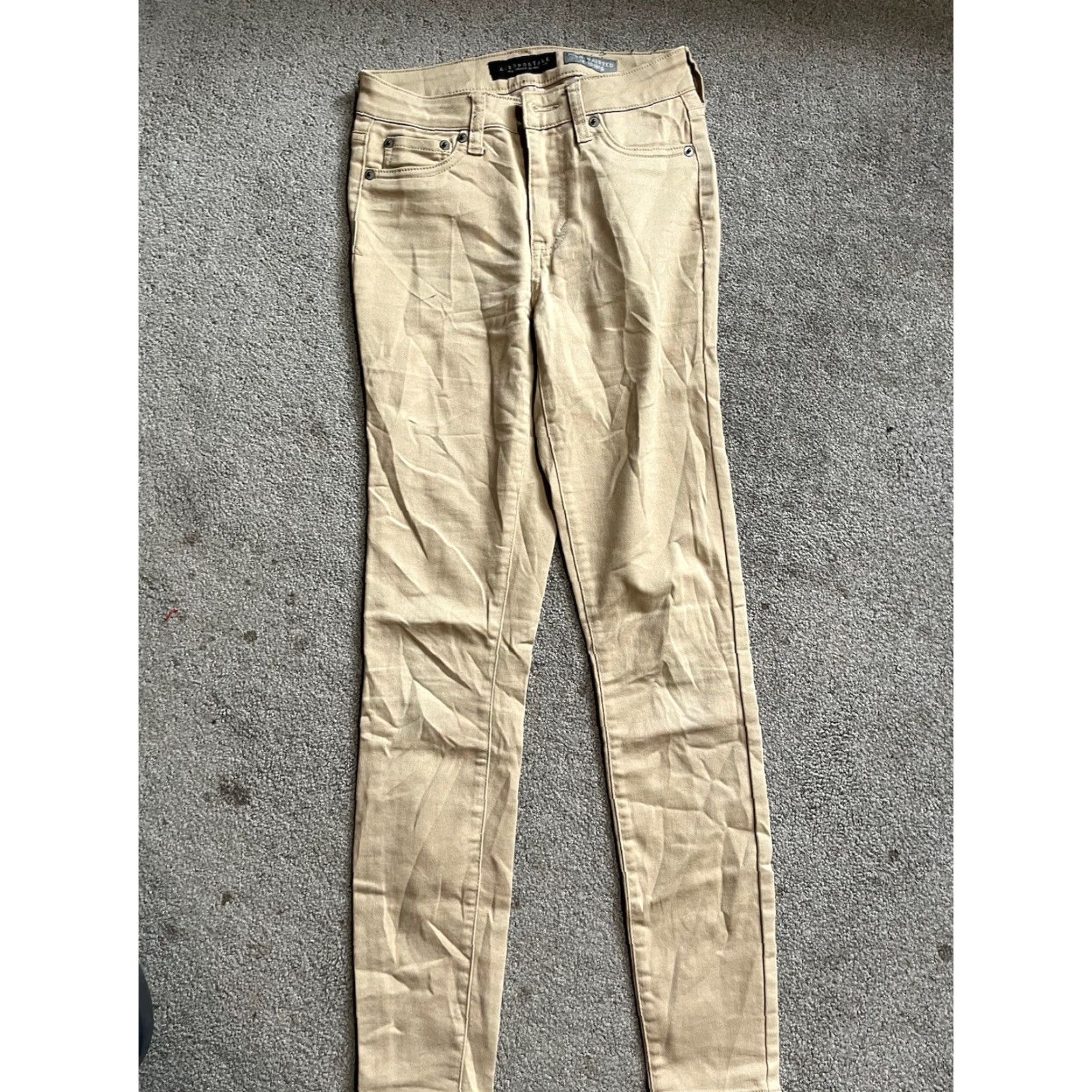 Aeropostale Aeropostale Jeans Jegging Denim Beige 00 Regular 5-Pocket Zip Button Logo Mid Rise Women's Jeans Jegging Size 24" / US 00 / IT 34 - 2 Thumbnail