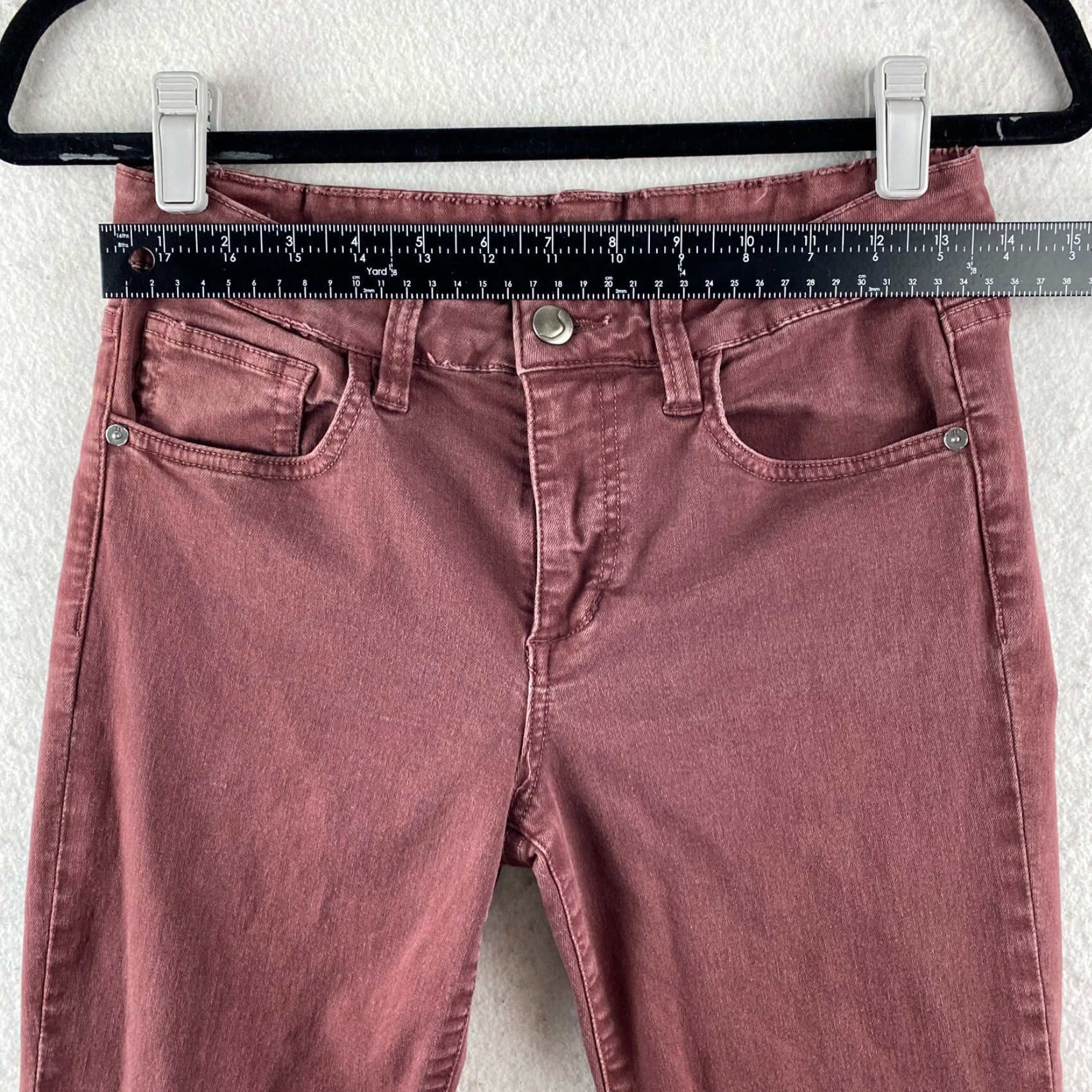 Vintage Joe's Jeans Maroon Skinny Visionaire Distress Mid-Rise 5-Pocket Jeans Womens 29 Size 29" - 4 Thumbnail