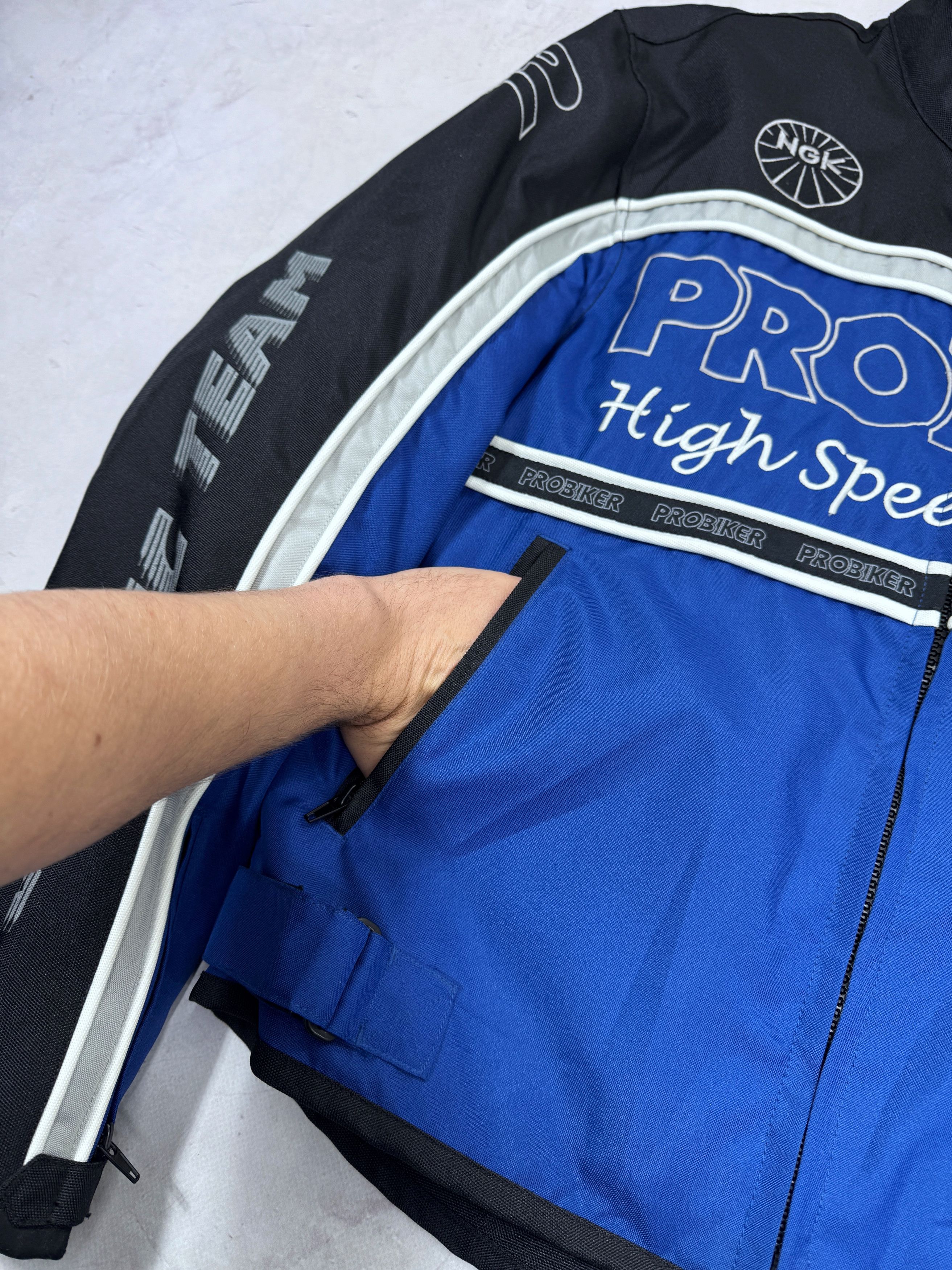 Vintage Probiker High Speed Racing Moto Jacket NGK Castrol LSL Size US L / EU 52-54 / 3 - 7 Thumbnail