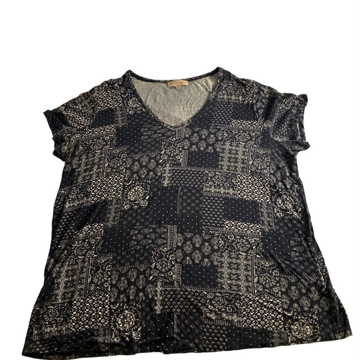 Other Boho Patchwork Print Tee Black Cream Philosophy Woman 1X Size XL / US 12-14 / IT 48-50 - 2 Thumbnail