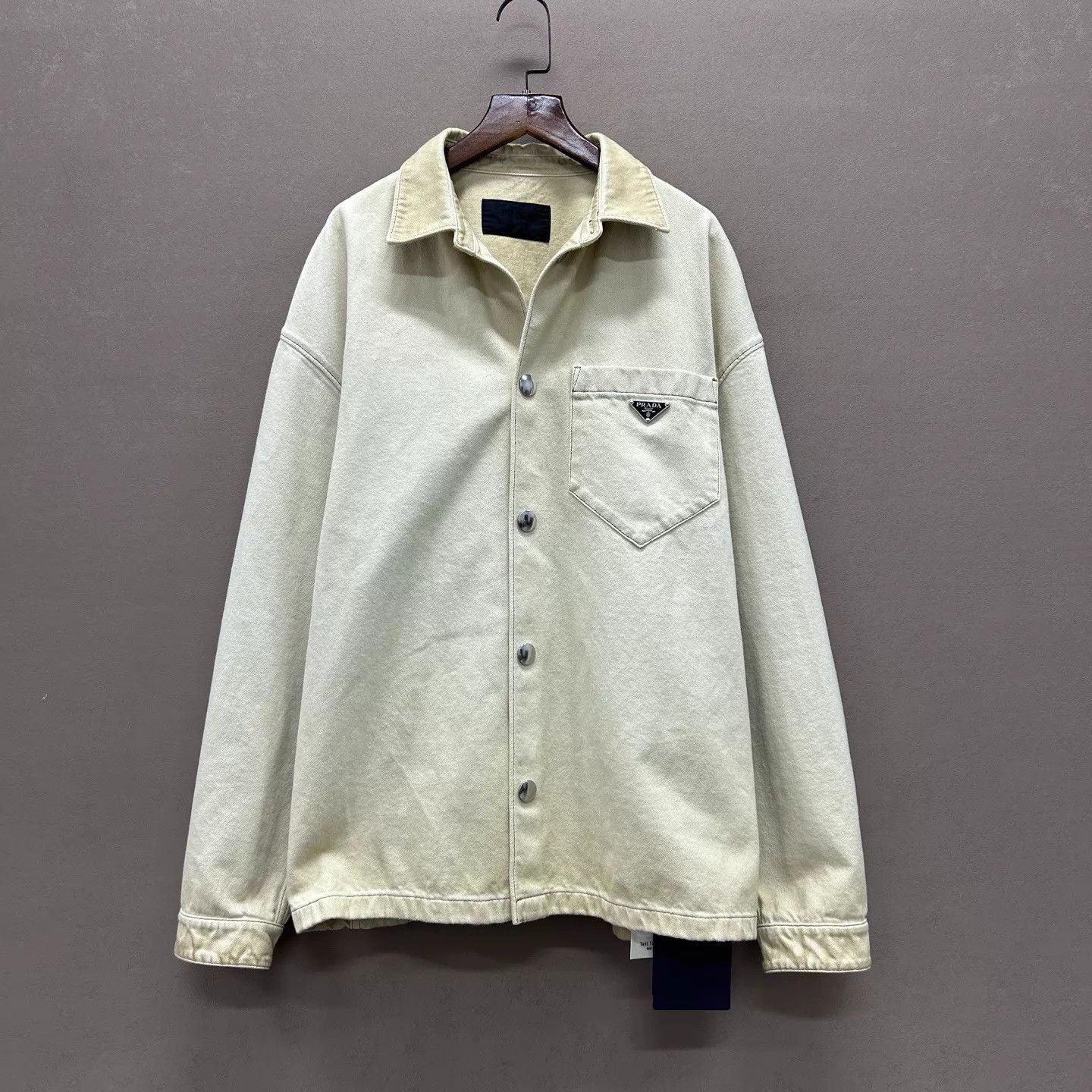 Prada Beige Oversized Button-Up Shirt Size US M / EU 48-50 / 2 - 1 Thumbnail