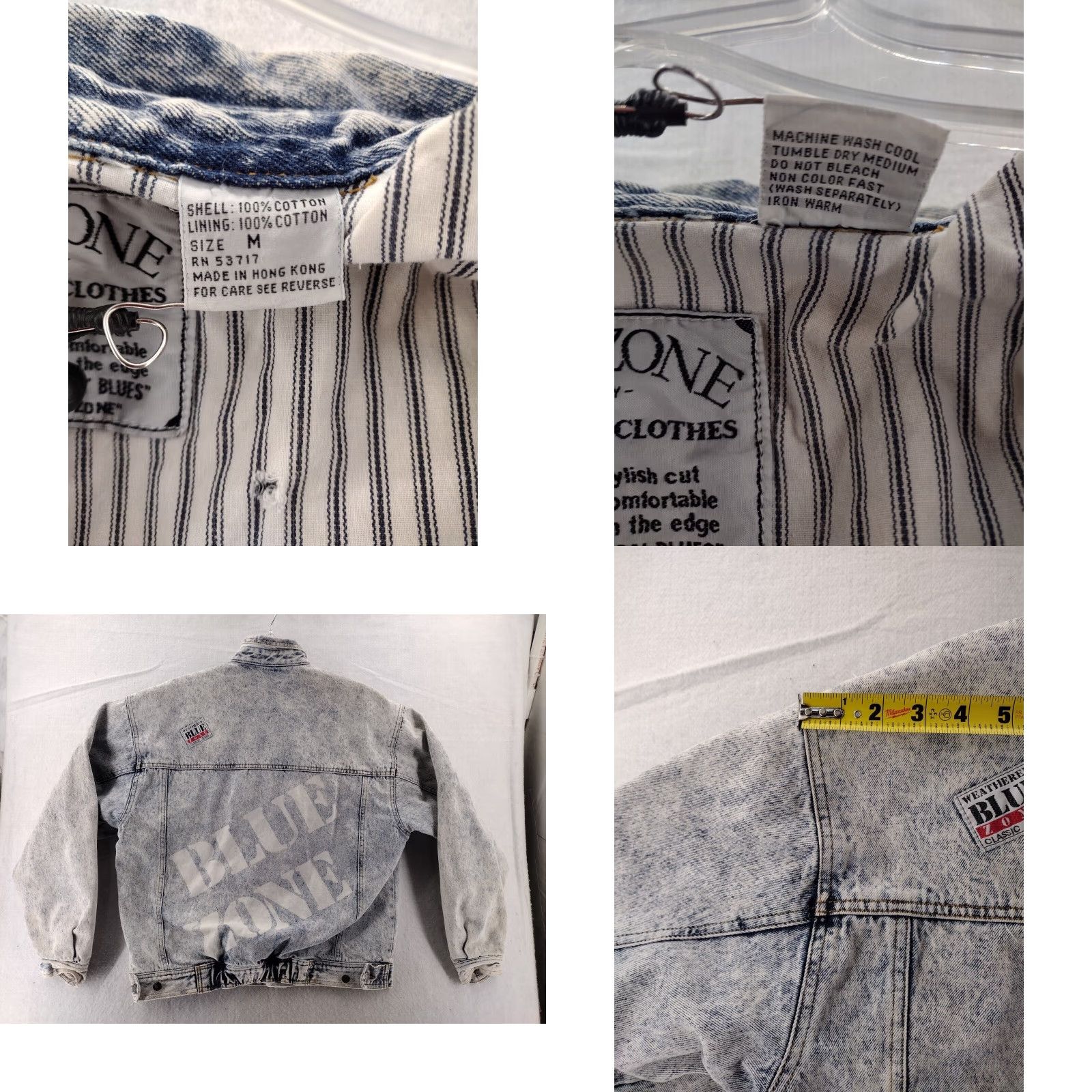 Vintage VINTAGE Blue Zone Jacket Mens M Denim Blue 90s Bomber Zone Stone wash Pockets Snap Closure Shirt? Size US 31 - 8 Thumbnail