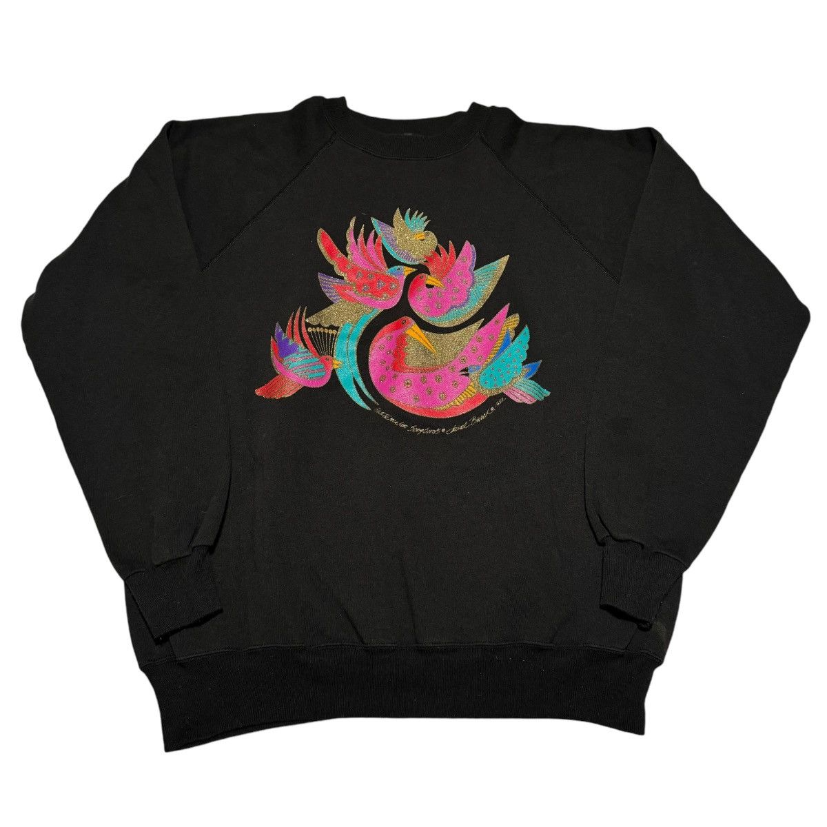 Hanes Vintage 1992 Laurel Birch Nature Glittery Art Sweatshirt XL Size US XL / EU 56 / 4 - 1 Thumbnail
