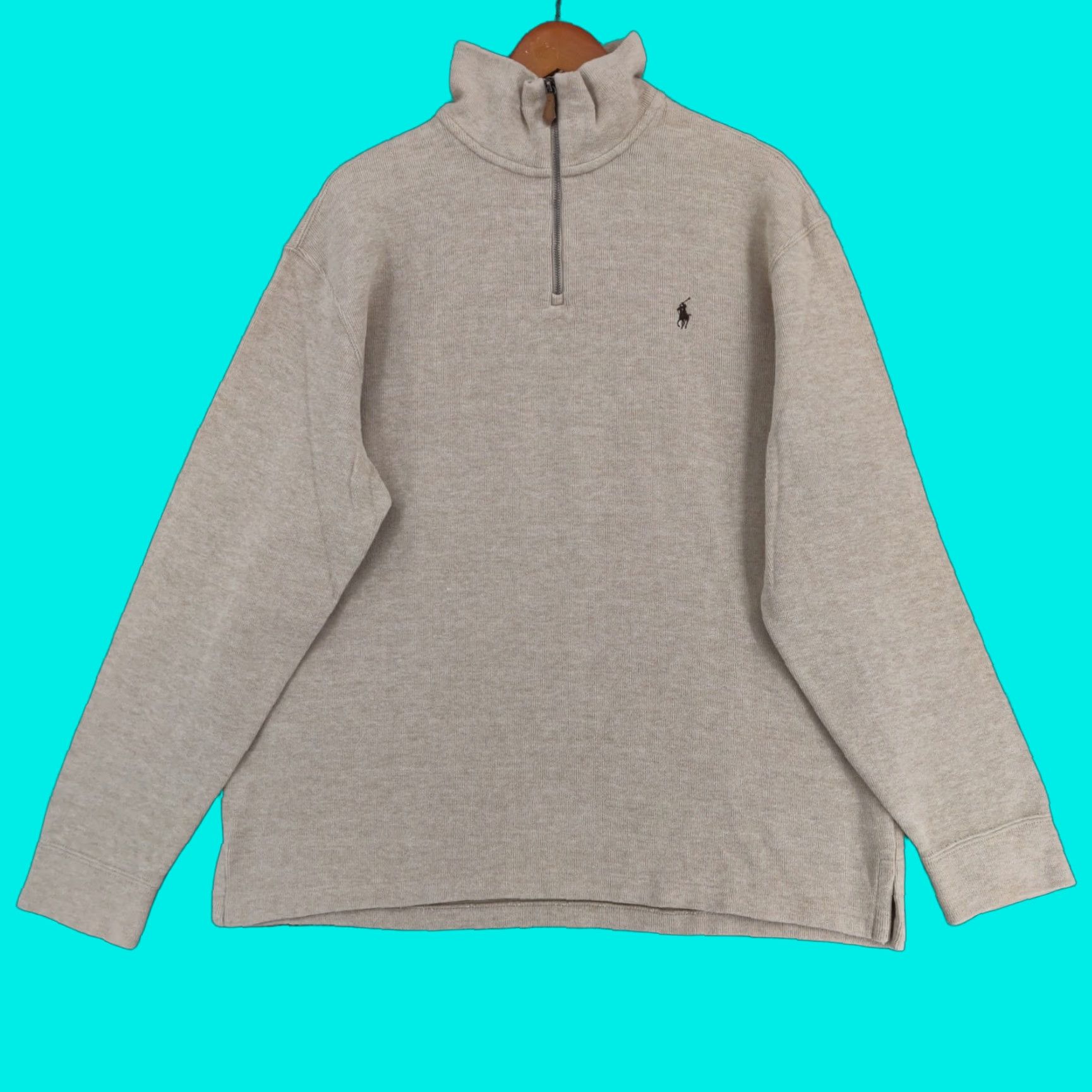 Polo Ralph Lauren VINTAGE Polo Ralph Lauren 1/4 Zip Pullover Sweater Mens XL Beige Mock Neck Size US XL / EU 56 / 4 - 1 Thumbnail