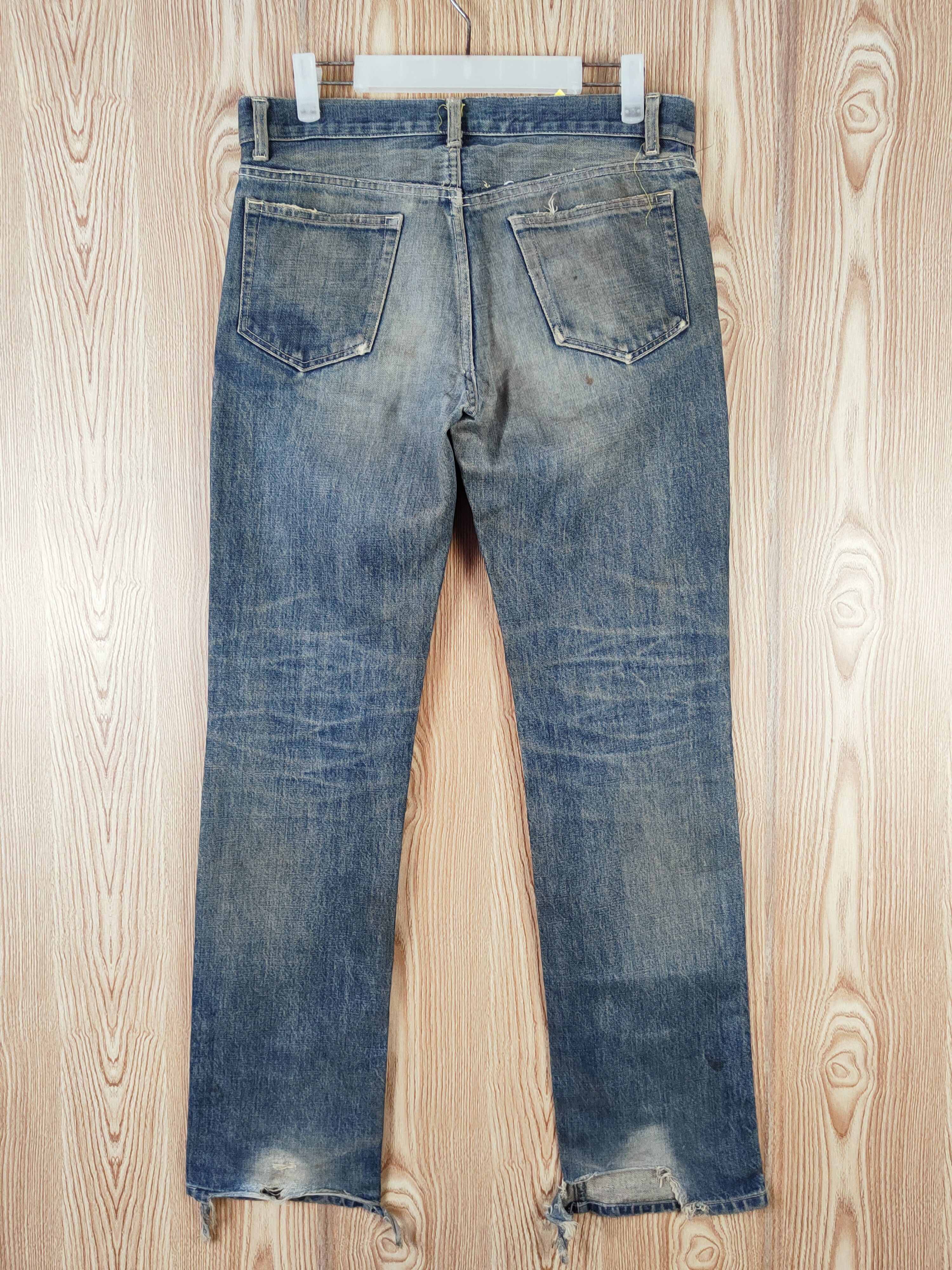 Japanese Brand Viridian Dark Blue Faded Distressed Ripped Jeans #W615 Size 31" - 9 Thumbnail