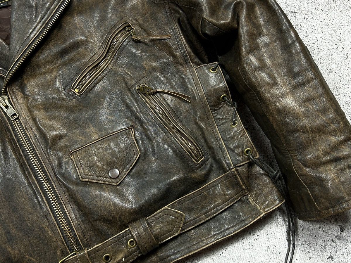 Vintage Brown Biker Leather Jacket 90s vintage Size US L / EU 52-54 / 3 - 7 Thumbnail
