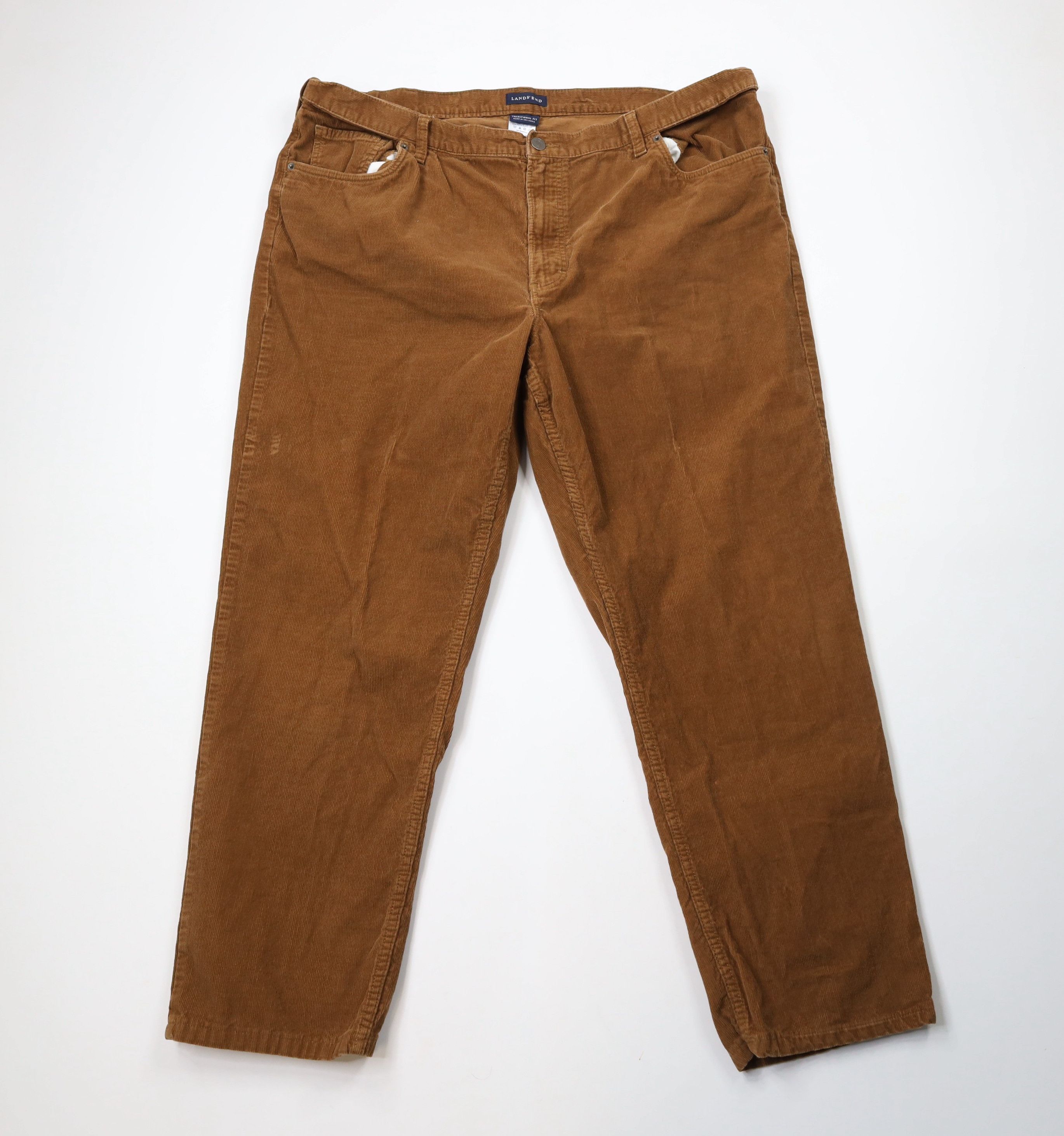 Lands' End × Vintage Vintage Lands End Fit Faded Wide Leg Corduroy Pants Brown Size US 44 / EU 60 - 1 Thumbnail