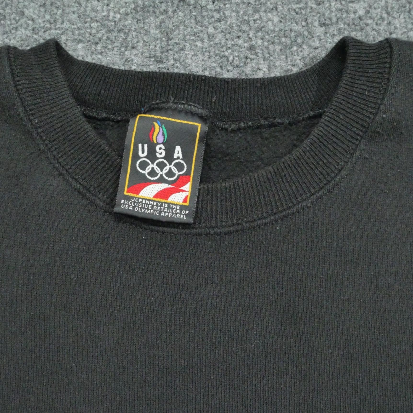 Vintage VINTAGE Olympics Sweatshirt Pullover Black XL Tall XLT Mens 90s Sweatshirt Crew Neck Logo Cotton Fleece Big & Tall Size US XL / EU 56 / 4 - 4 Thumbnail