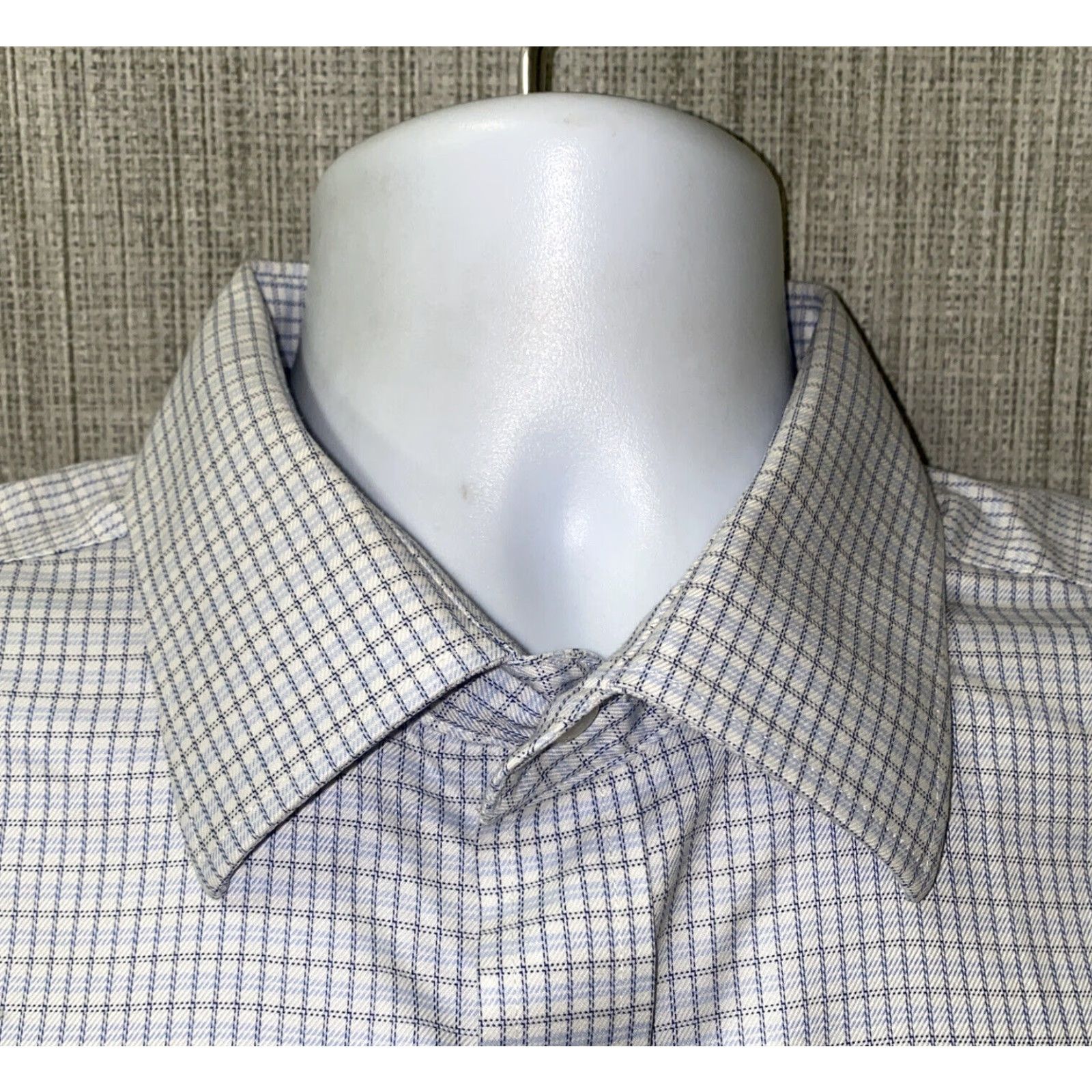 Hart Schaffner Marx Hart Schaffner Marx Dress Shirt Mens White/Blue Pima Cotton Long Sleeve Size 17 Size 46R - 3 Thumbnail