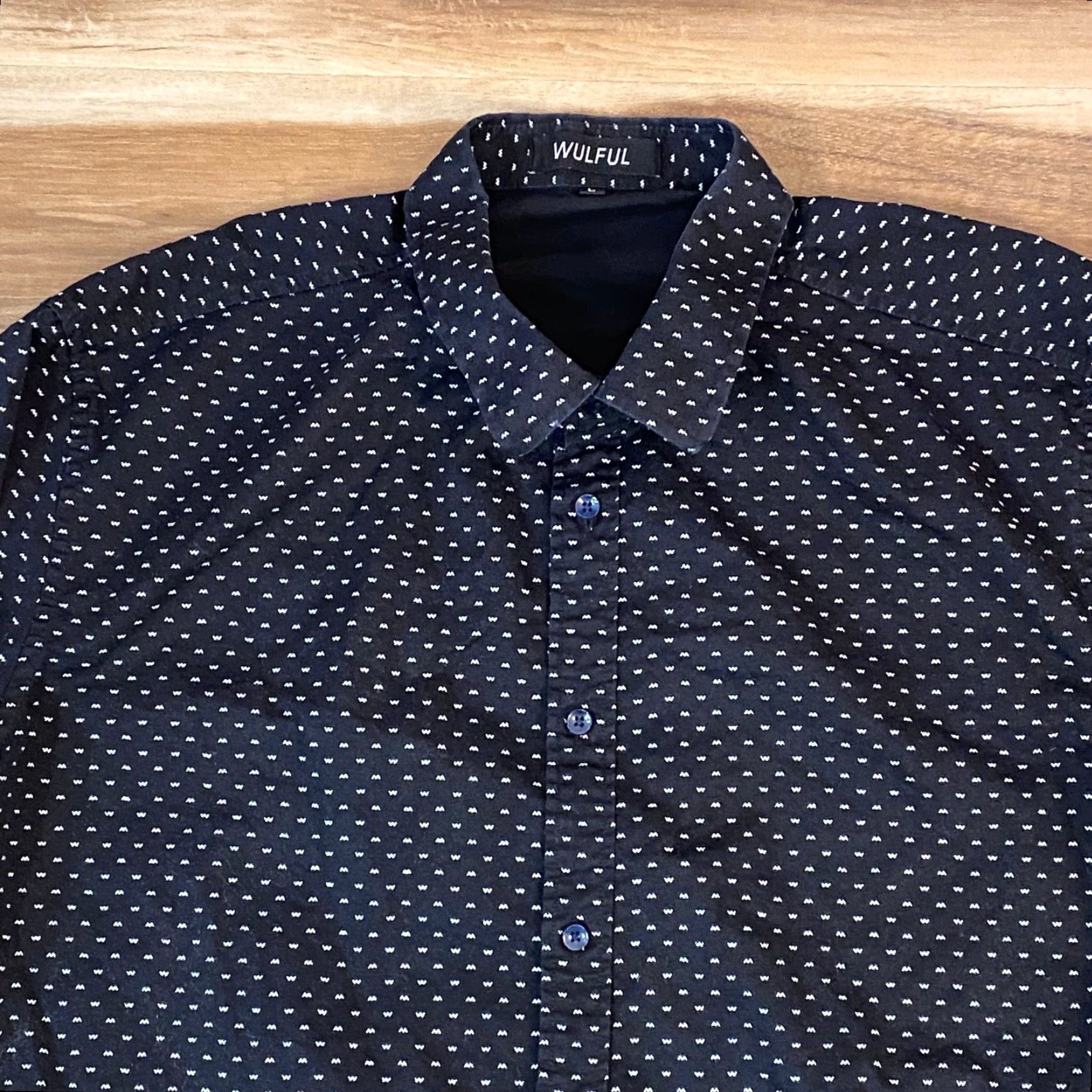 Vintage Wulful Shirt Mens Large Black White Geometric Print Long Sleeve Button Up Cotton Size US L / EU 52-54 / 3 - 2 Thumbnail