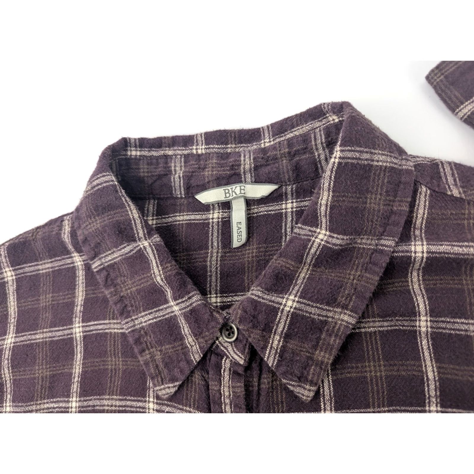BKE BKE Button-Up Shirt Burgundy Brown Plaid Long Sleeve Women’s Size L/XL Knit 100% Cotton Casual Fall Spring Summer Winter Size L / US 10 / IT 46 - 7 Thumbnail