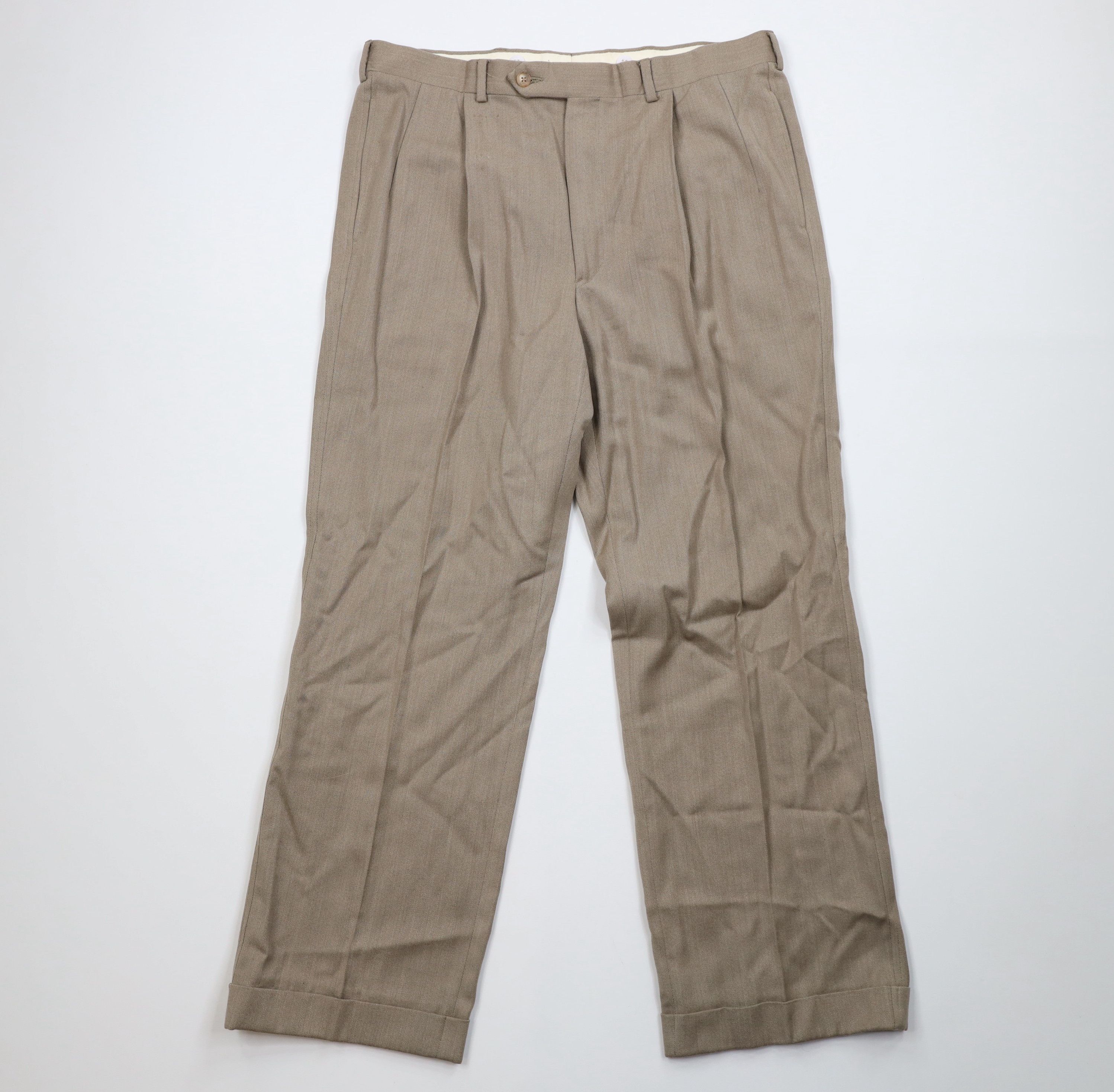 Vintage Vintage 70s Streetwear Pleated Wide Leg Wool Chino Pants USA Size US 36 / EU 52 - 1 Thumbnail