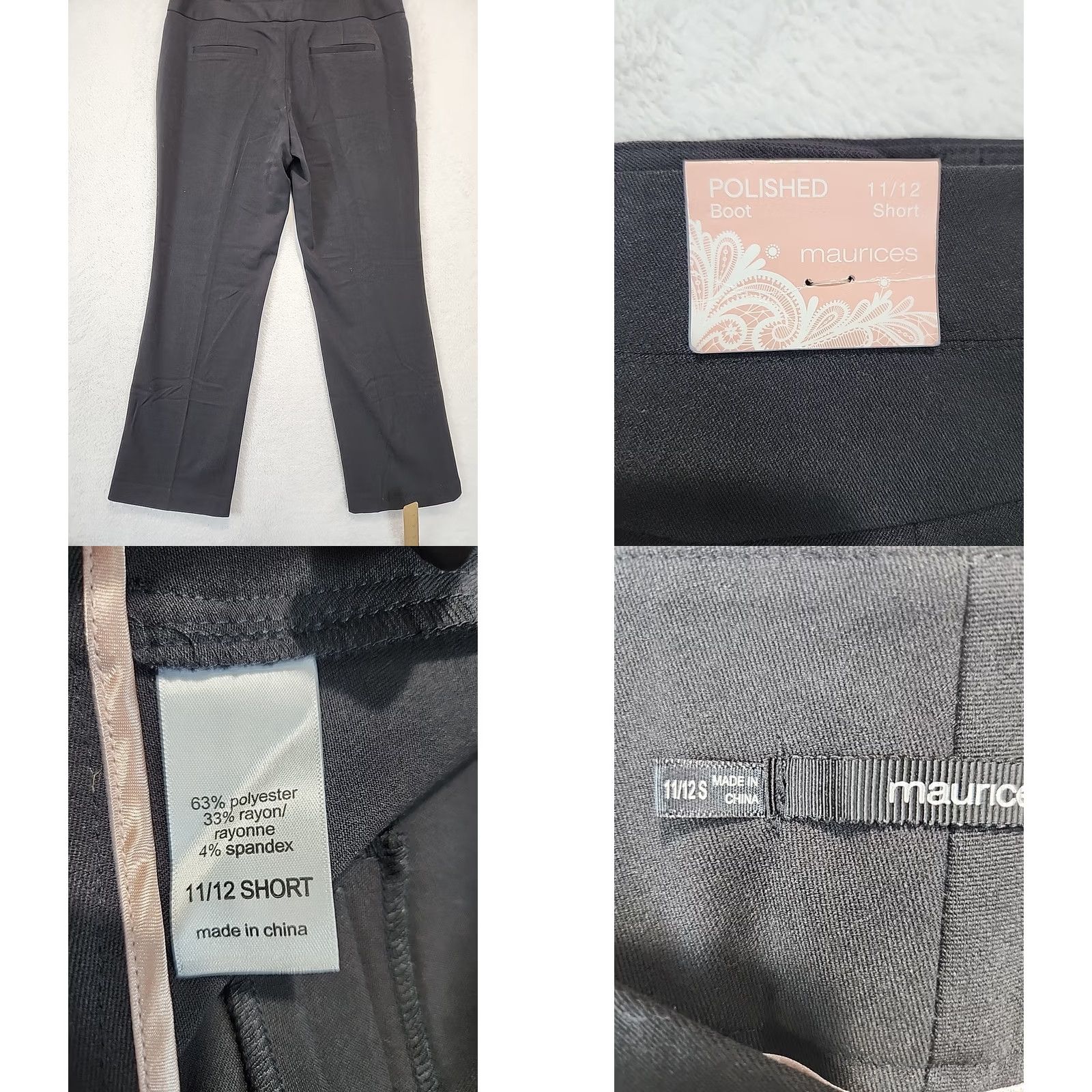 Vintage Maurices Polished Boot Pants Black Flat Front Womens 11/12 Short Bootcut Regular Petite Dress Pants Size 32" / US 10 / IT 46 - 9 Thumbnail