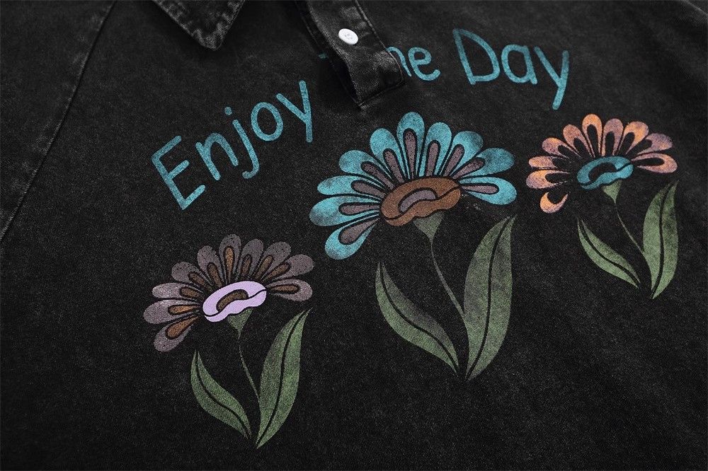 Japanese Brand × Vintage Men's hip-hop trendy flower print distressed Polo shirt Size US M / EU 48-50 / 2 - 4 Thumbnail