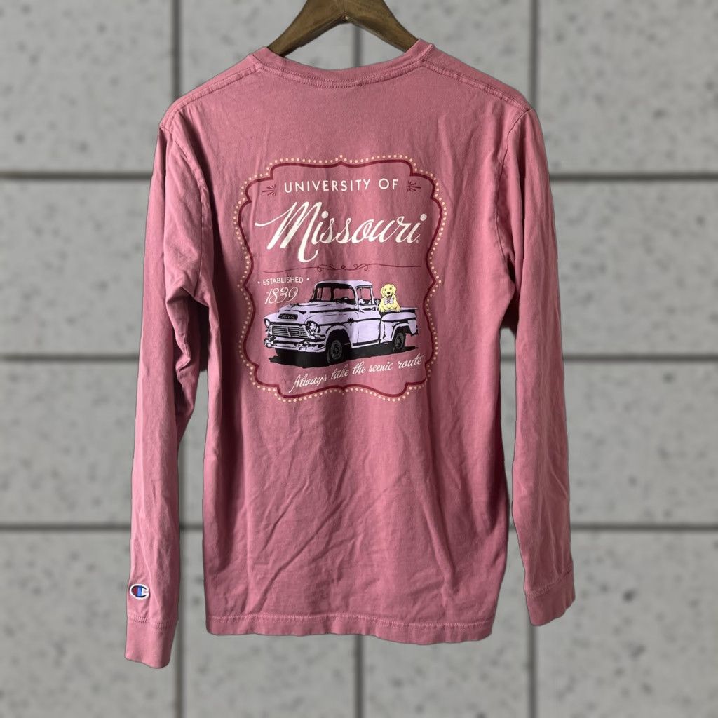 Champion VINTAGE Champion University Of Missouri Tigers Longsleeve T Shirt Women M Pink Crew Neck Shirt Size M / US 6-8 / IT 42-44 - 1 Thumbnail
