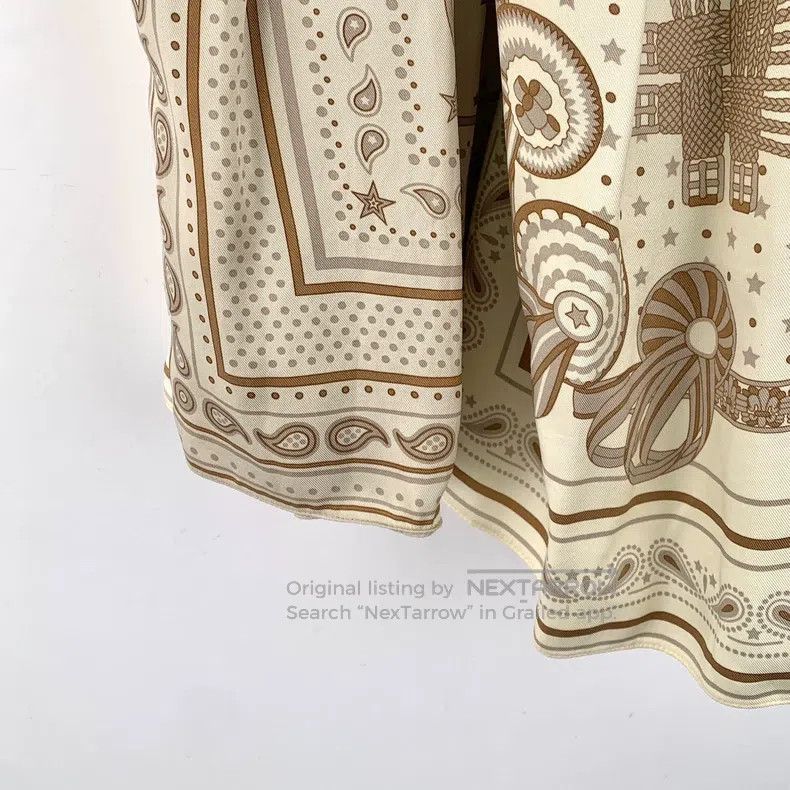 Hermes Hermes Multicolor Printed Silk Crepe Long Sleeve Pleated D Size S / US 4 / IT 40 - 4 Thumbnail