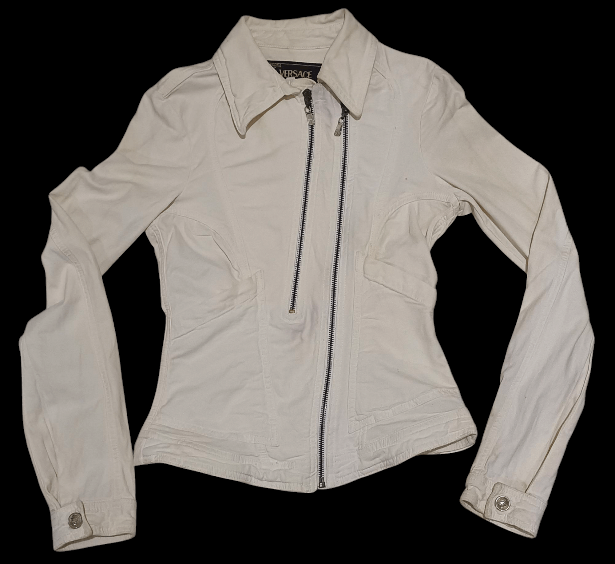 Versace × Vintage Versace Asymmetrical Zipper Bikers Jacket Size XS / US 0-2 / IT 36-38 - 5 Thumbnail