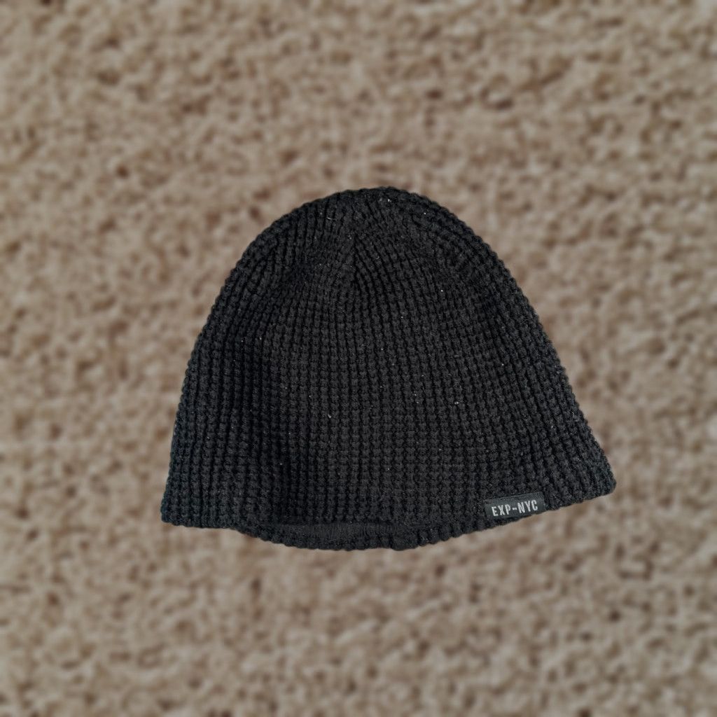 Express Express Beanie Toque Hat Unisex Adults One Size Black Waffle Knit Acrylic Polyester Embroidered Logo City New York Theme Size ONE SIZE - 1 Thumbnail