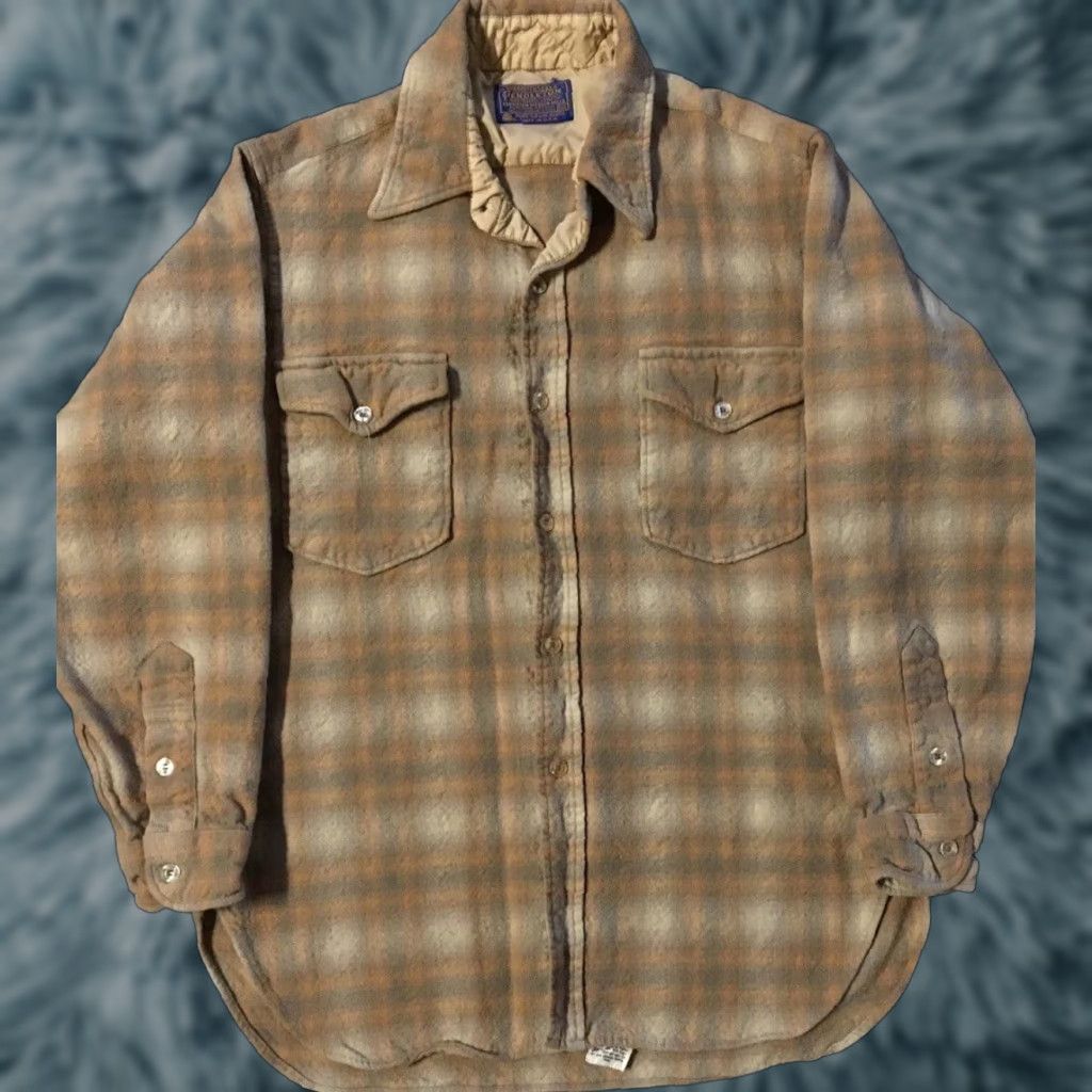 Pendleton Vtg Pendleton Wool Shirt M USA Plaid Button-Up Women Cowboy Trucker Grunge 70s 80s Tan Brown Size M / US 6-8 / IT 42-44 - 1 Thumbnail