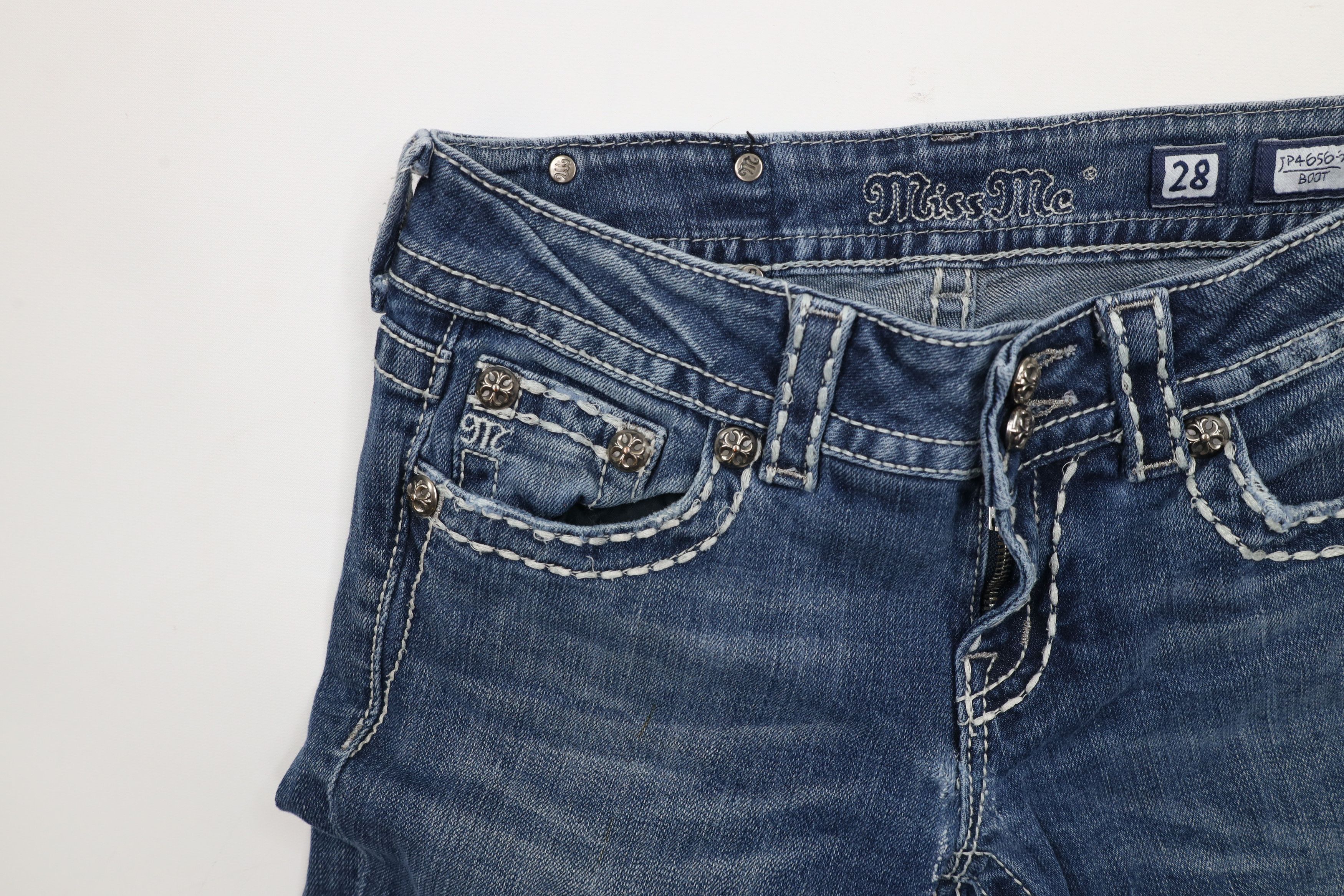 Miss Me × Vintage Miss Me Thick Stitch Jeweled Bootcut Denim Jeans Blue Size 28" / US 6 / IT 42 - 11 Thumbnail