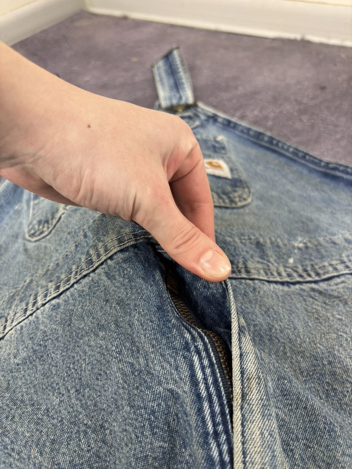 Carhartt Vintage Carhartt Bib Overalls R07 DST Blue Denim Carpenter Size US 42 / EU 58 - 8 Thumbnail