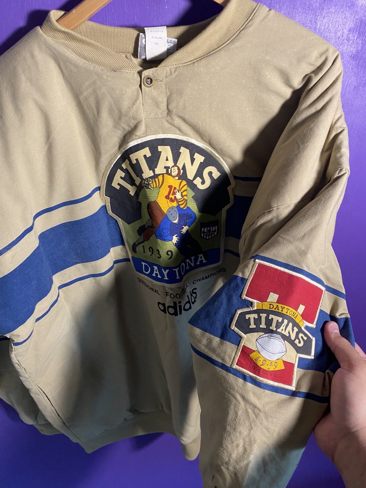 Adidas Vintage 80s Adidas Daytona titans football sweatshirt Size US XL / EU 56 / 4 - 3 Thumbnail