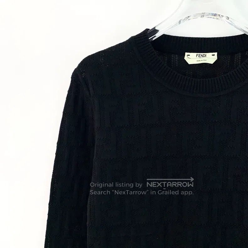 Fendi Fendi Black Logo Relief Full-Print Cotton Round Neck Long Size XS / US 0-2 / IT 36-38 - 3 Thumbnail