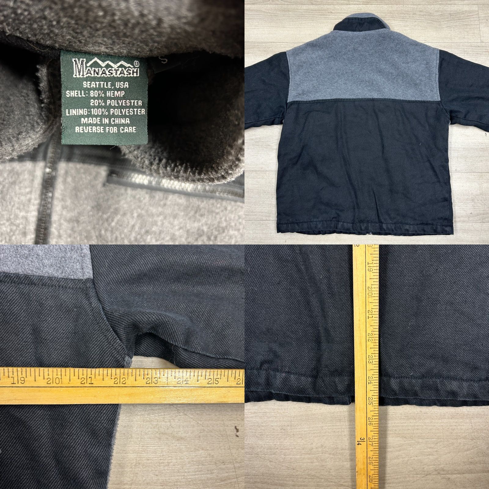 Kappa VINTAGE Manastash Jacket Mens Small Black Grey Fleece Hemp Polyester Seattle 90s Size US S / EU 44-46 / 1 - 8 Thumbnail