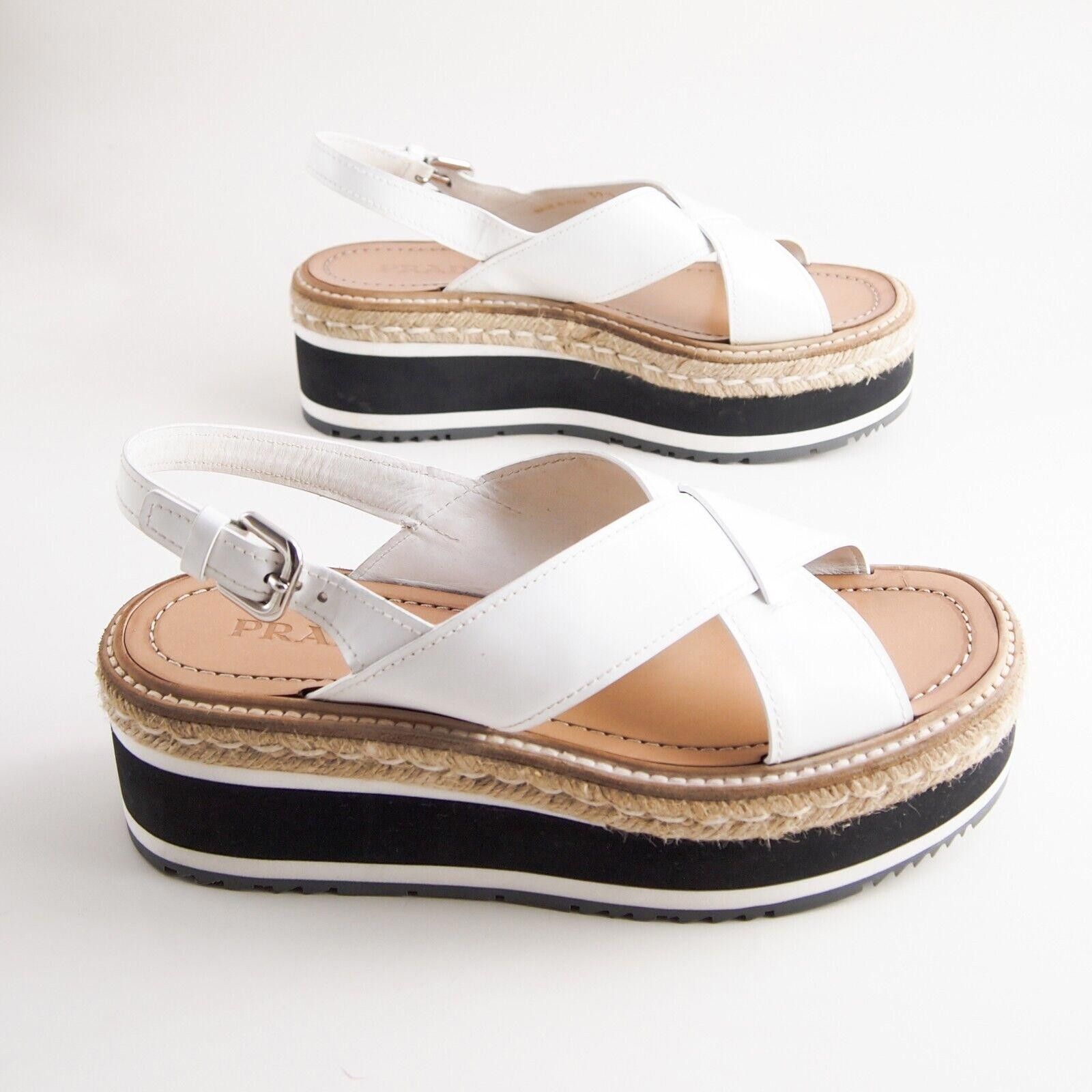 Prada Prada Slingback Sandals Platfom White Leather US 9.5 EU 39.5 Size US 9.5 / IT 39.5 - 6 Thumbnail