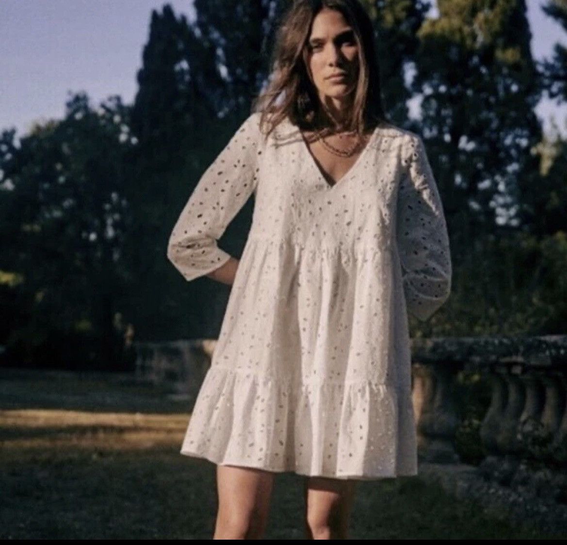 Sezane Sezane Broderie Anglaise Luxury White dres size 38 Size XS / US 0-2 / IT 36-38 - 1 Thumbnail