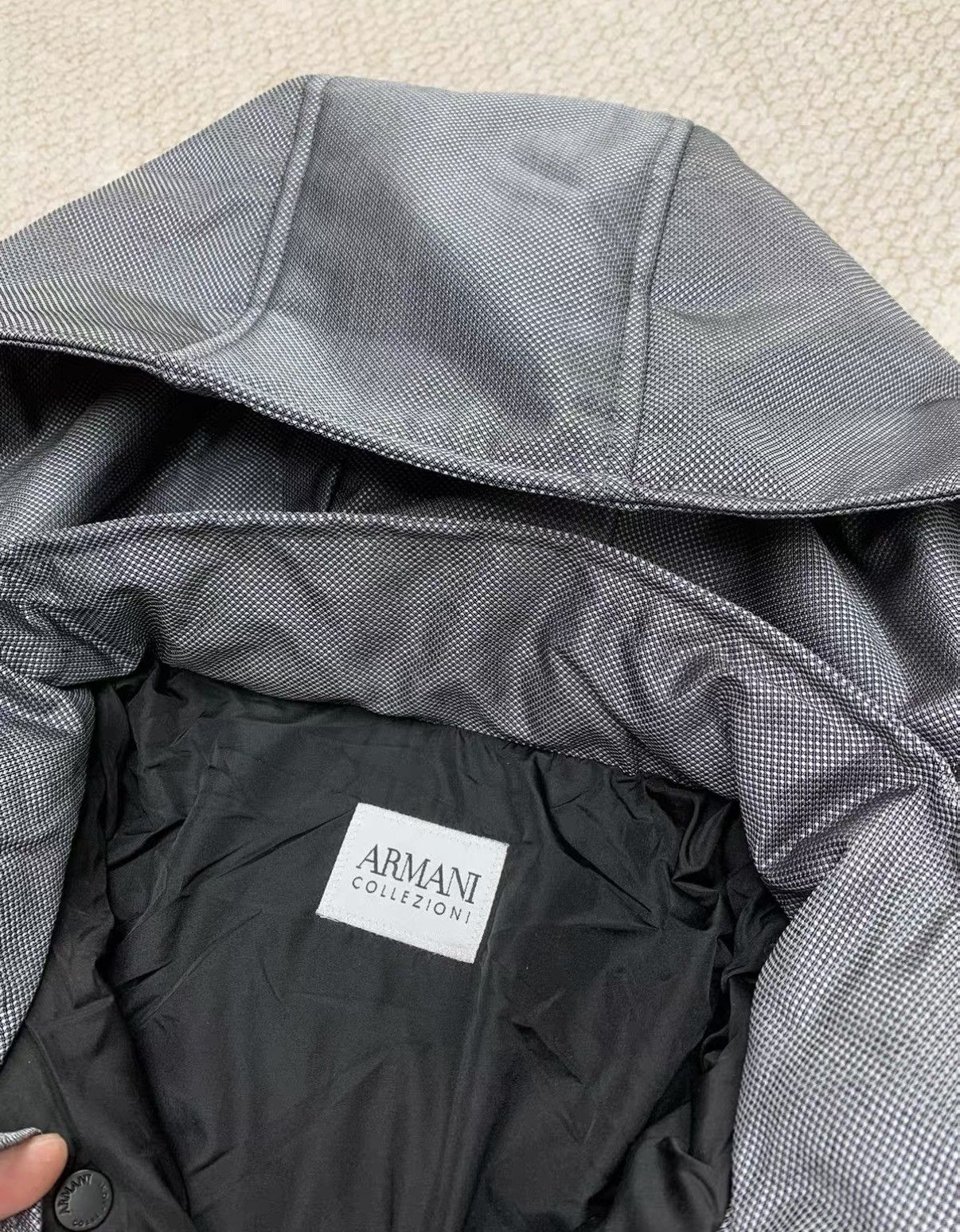 Armani Collezioni ARMANI COLLEZIONI Silver Stand Collar Business Padded Coat Size US M / EU 48-50 / 2 - 5 Thumbnail