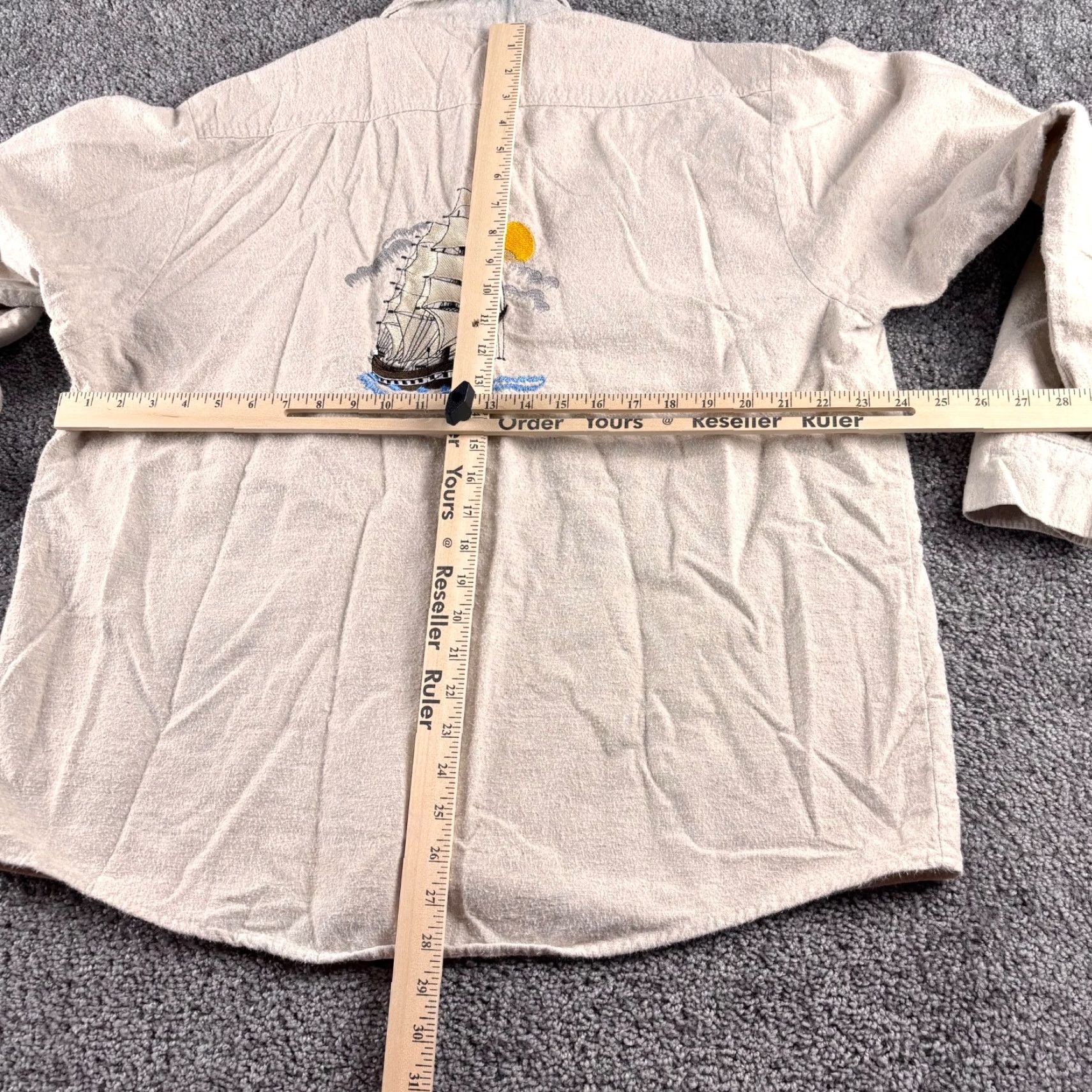 Vintage VINTAGE Five Brothers Shirt Plaid Flannel Button-Up Embroidered Chest Pocket Mens XL Beige Size US XL / EU 56 / 4 - 5 Thumbnail