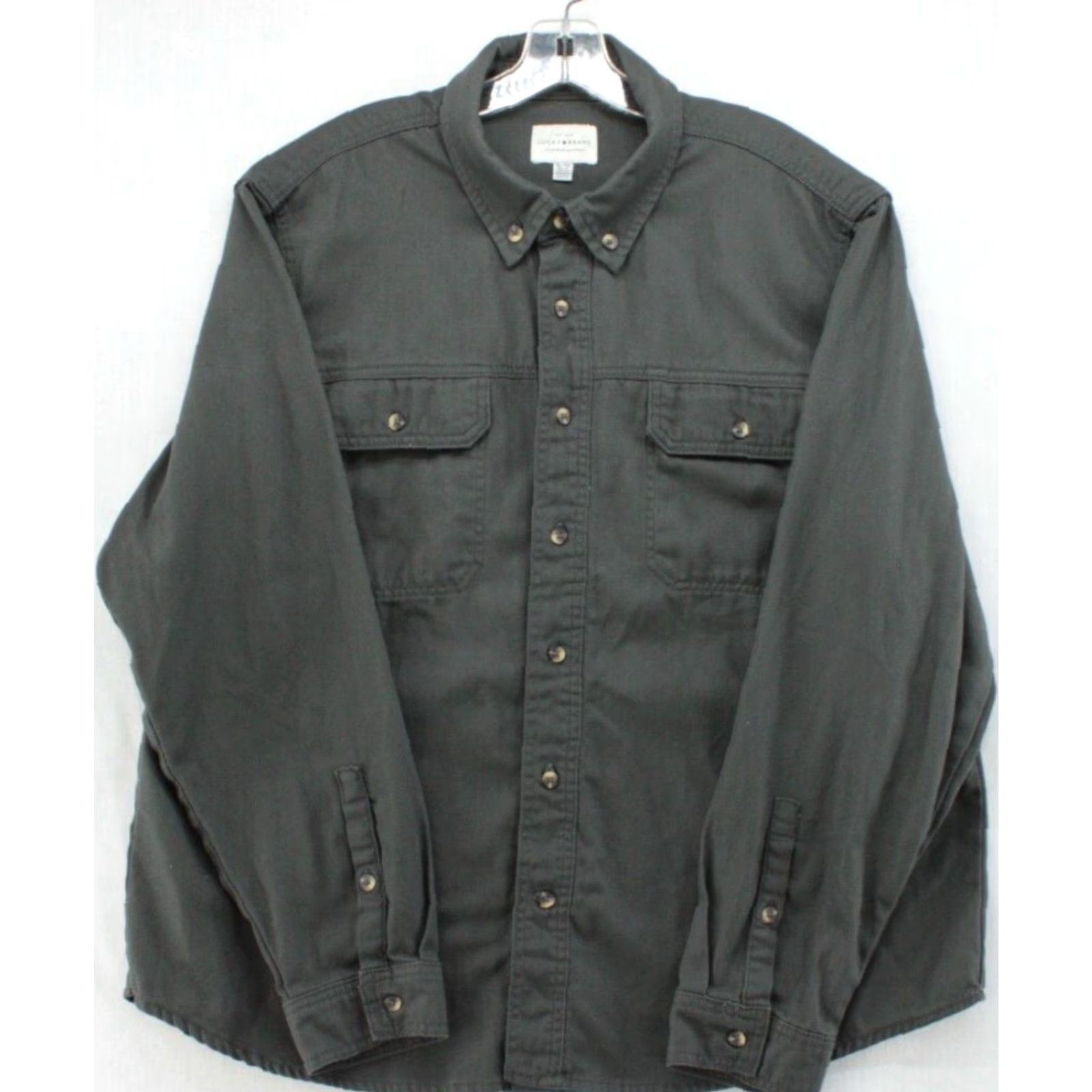 Lucky Brand Lucky Brand Shirt Men’s XL Dark Gray Heavyweight Button-Front Woven LS Casual Business Workwear Modern Size US XL / EU 56 / 4 - 2 Thumbnail