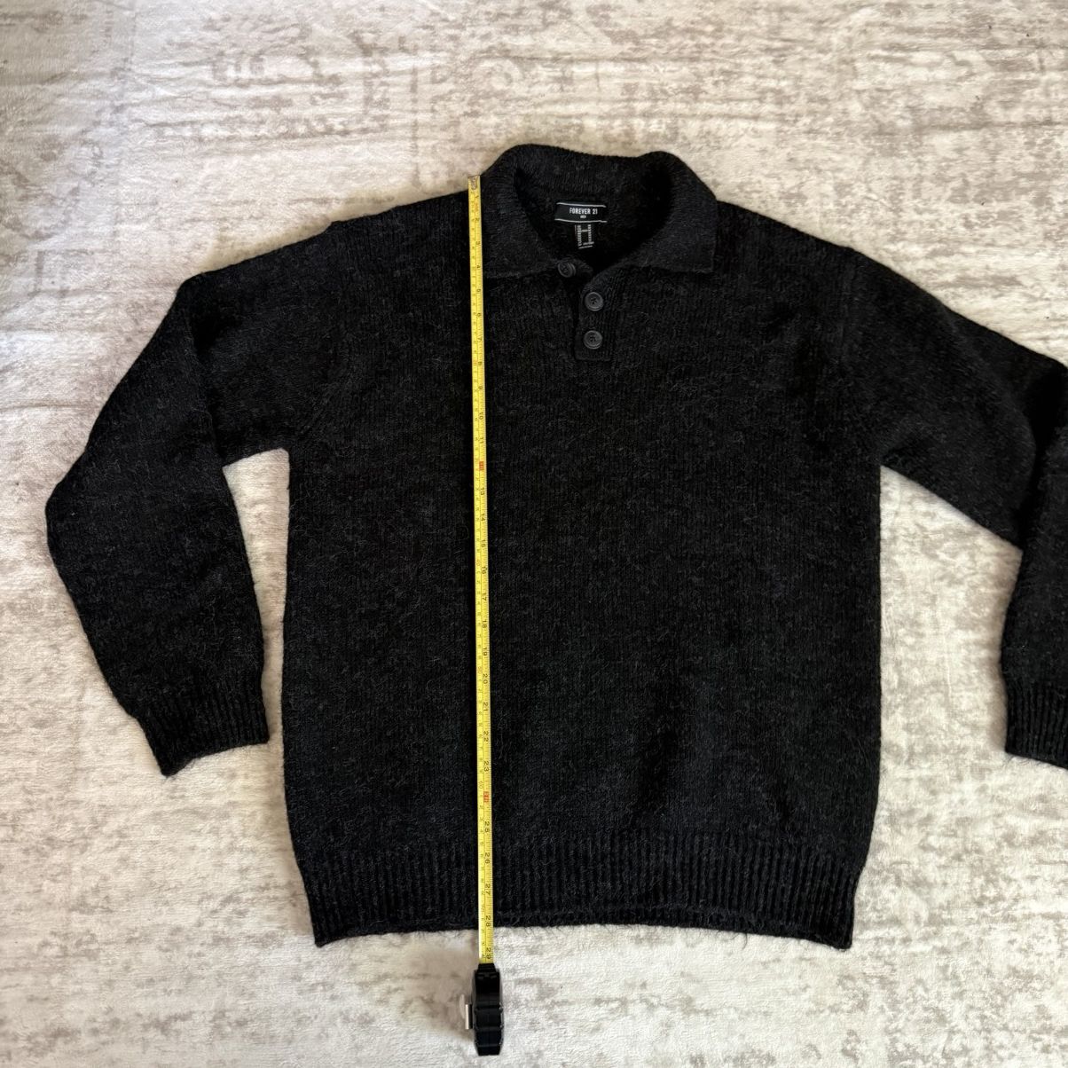 Forever 21 Forever 21 Men's Black Button-Collar Sweater Size US M / EU 48-50 / 2 - 4 Thumbnail