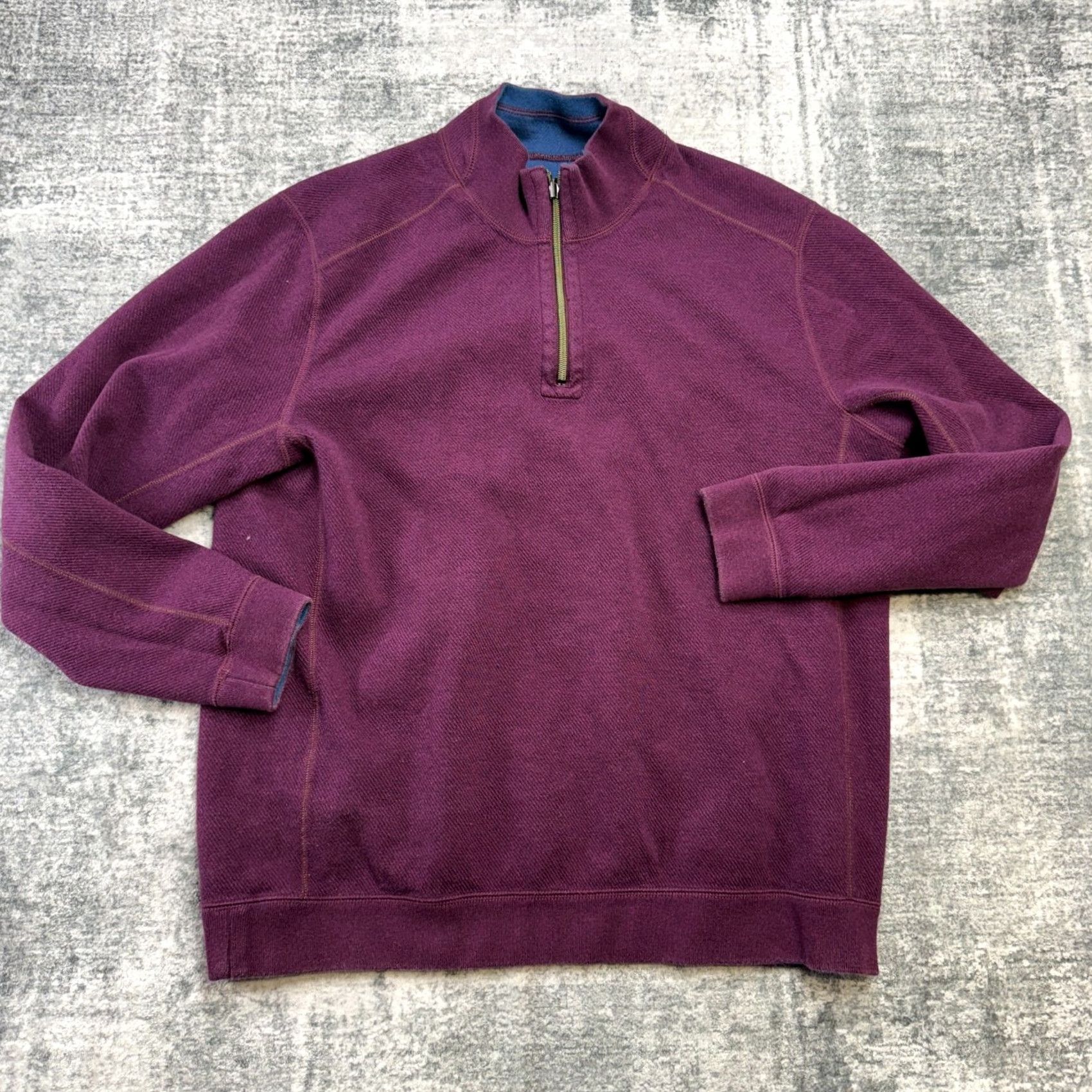 Tommy Bahama Tommy Bahama Sweater Mens Large 1/4 Zip Reversible Mock Neck Blue Knit Pullover Sweatshirt Cardigan Style Shirt Size US L / EU 52-54 / 3 - 3 Thumbnail
