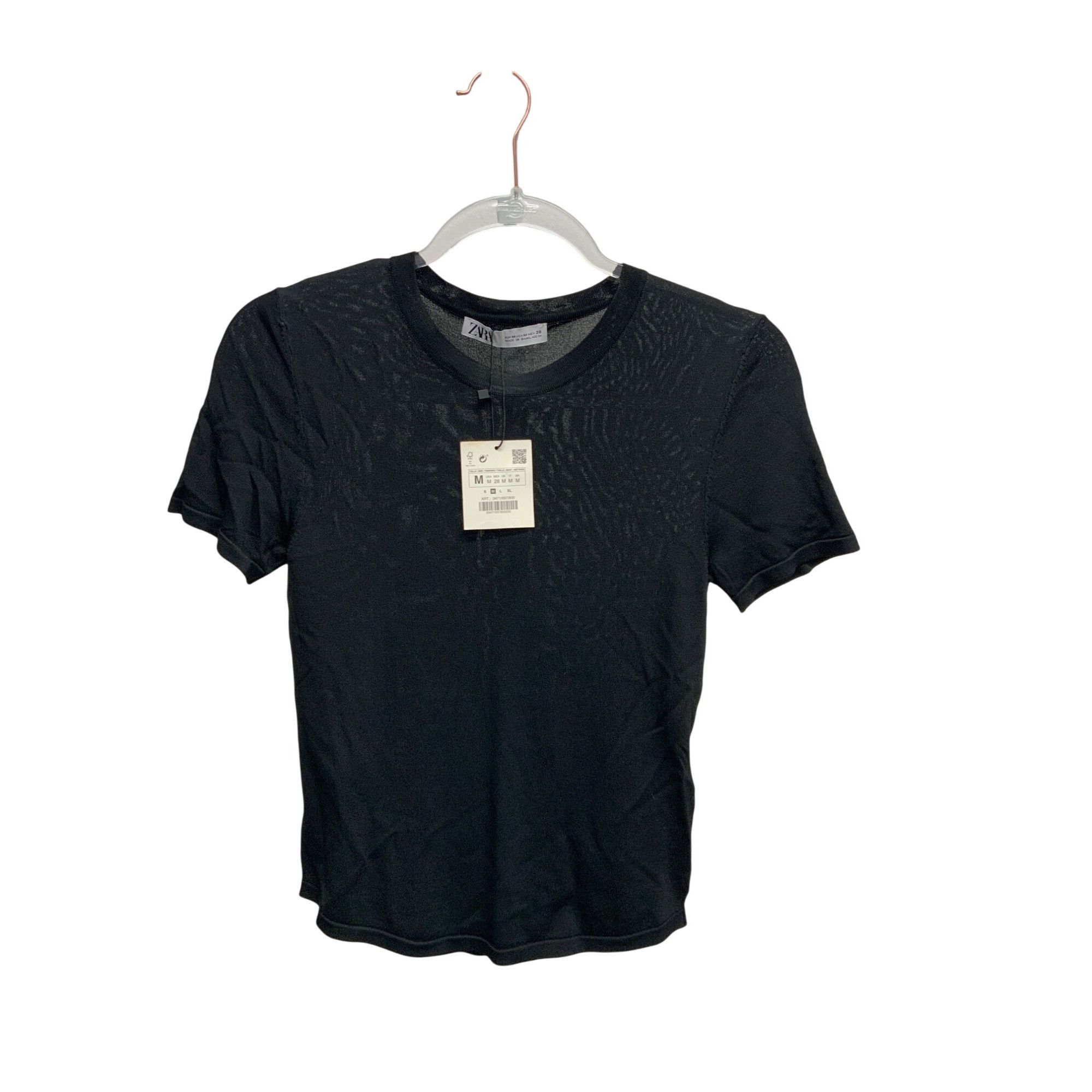 Zara Zara Sheer Black Fitted Top Size M / US 6-8 / IT 42-44 - 2 Thumbnail