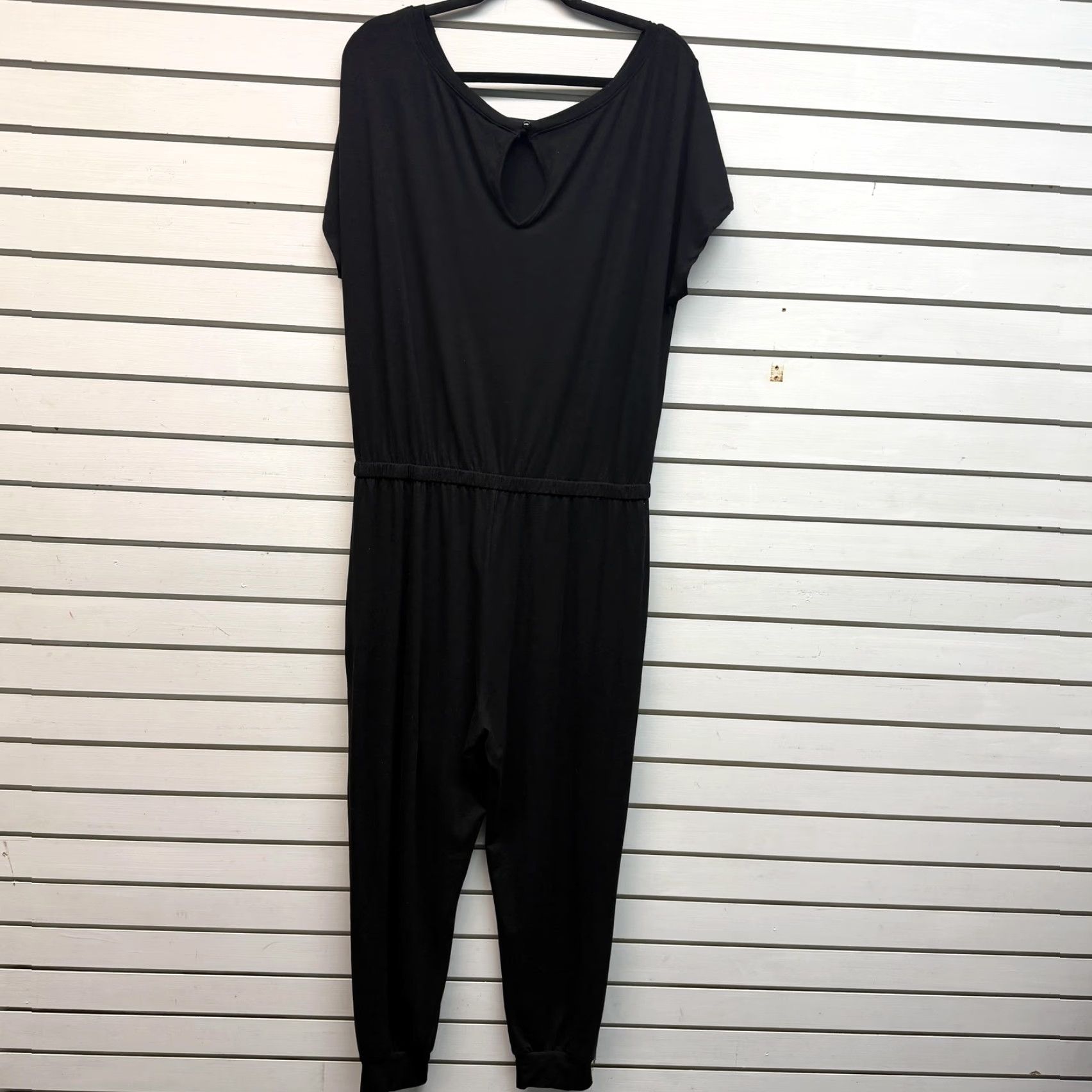 Vintage Pretty Garden Jumpsuit Black Womens XL Drawstring Minimalist Athleisure Normcore Size XL / US 12-14 / IT 48-50 - 4 Thumbnail